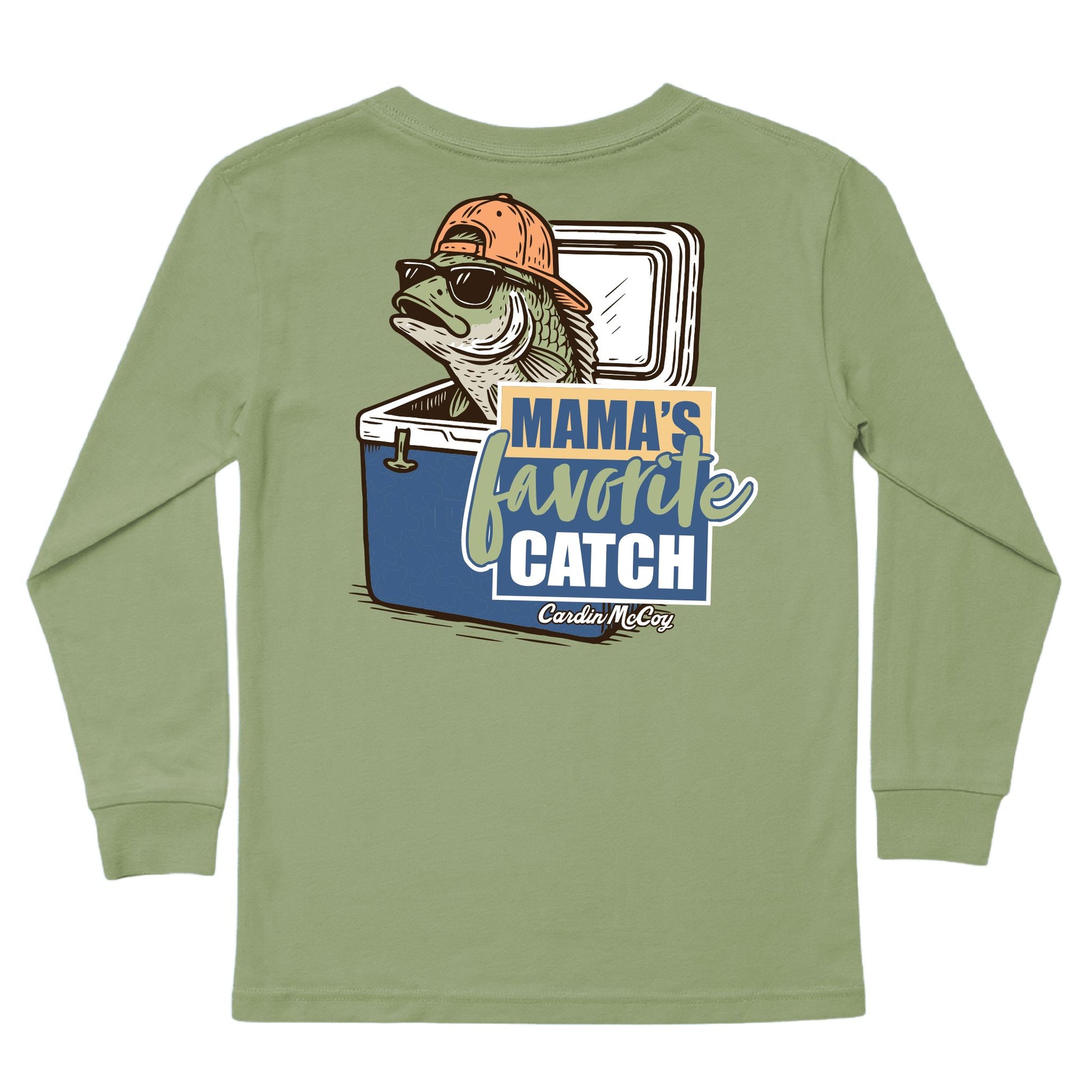 Boys' Mama's Favorite Catch Long-Sleeve Tee Long Sleeve T-Shirt Cardin McCoy Light Olive XXS (2/3) Pocket