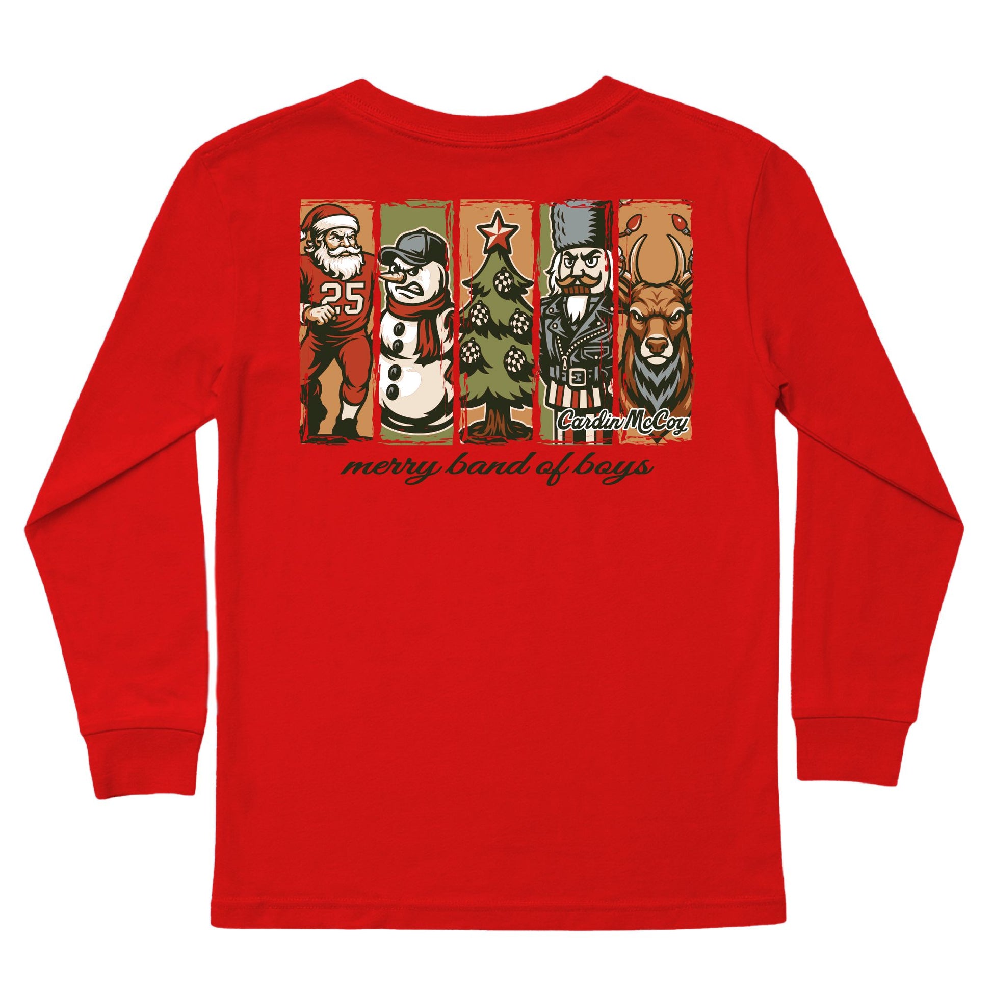 Boys' Merry Band Of Boys Long-Sleeve Tee Long Sleeve T-Shirt Cardin McCoy Red XXS (2/3) Pocket