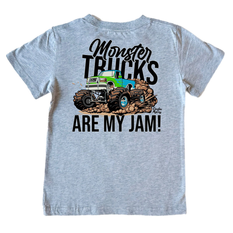 Boys' Monster Trucks Are My Jam Short-Sleeve Tee Short Sleeve T-Shirt Cardin McCoy Heather Gray XXS (2/3) No Pocket