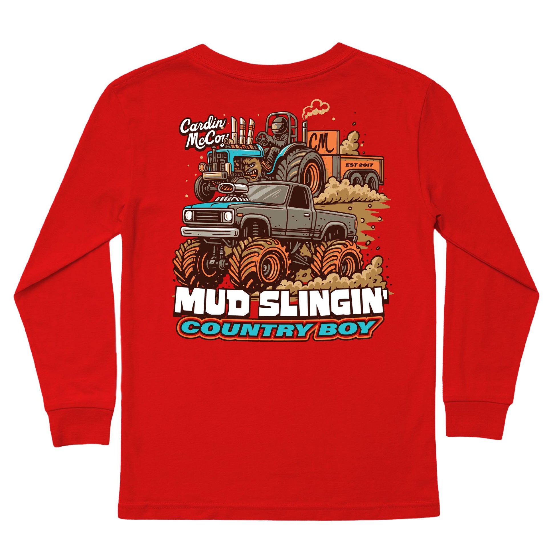 Boys' Mud Slinging Long-Sleeve Tee Long Sleeve T-Shirt Cardin McCoy Red XXS (2/3) Pocket