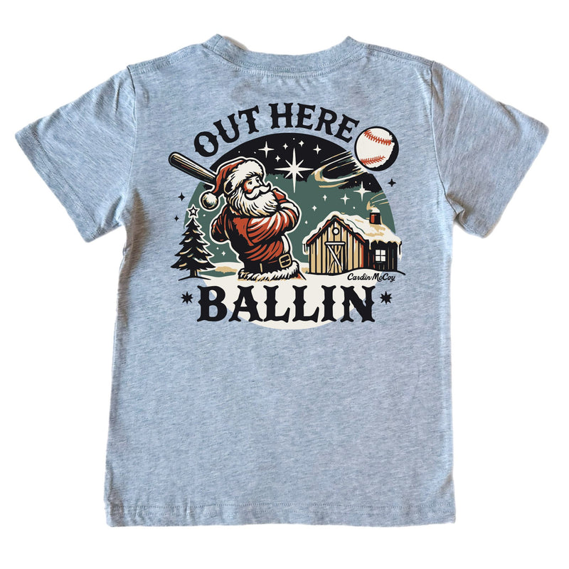Boys' Out Here Ballin' Short-Sleeve Tee Short Sleeve T-Shirt Cardin McCoy Heather Gray XXS (2/3) No Pocket