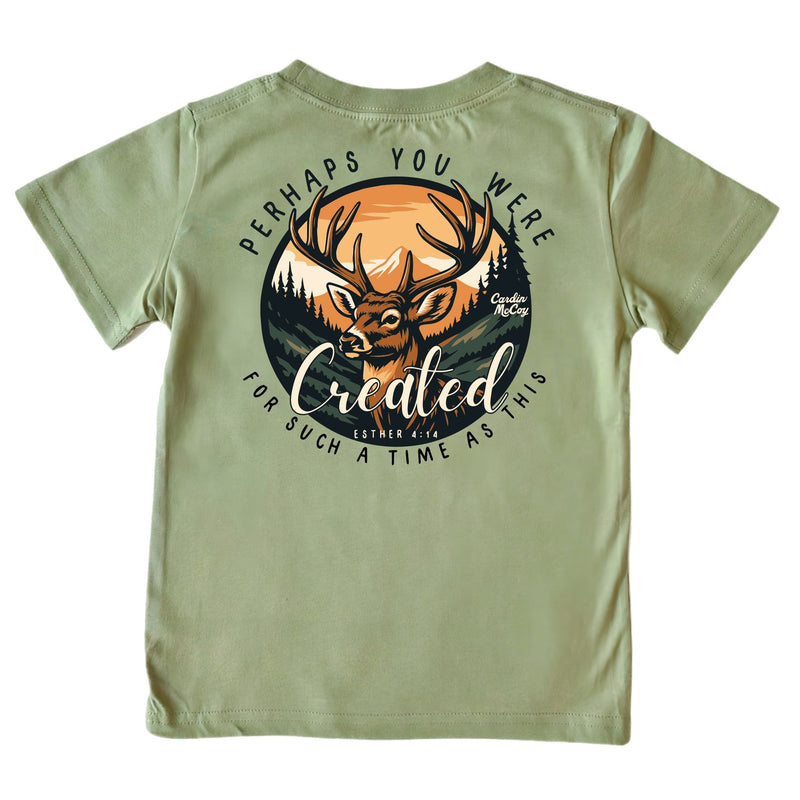 Boys' Perhaps I Was Created Short-Sleeve Tee Short Sleeve T-Shirt Cardin McCoy Light Olive XXS (2/3) No Pocket