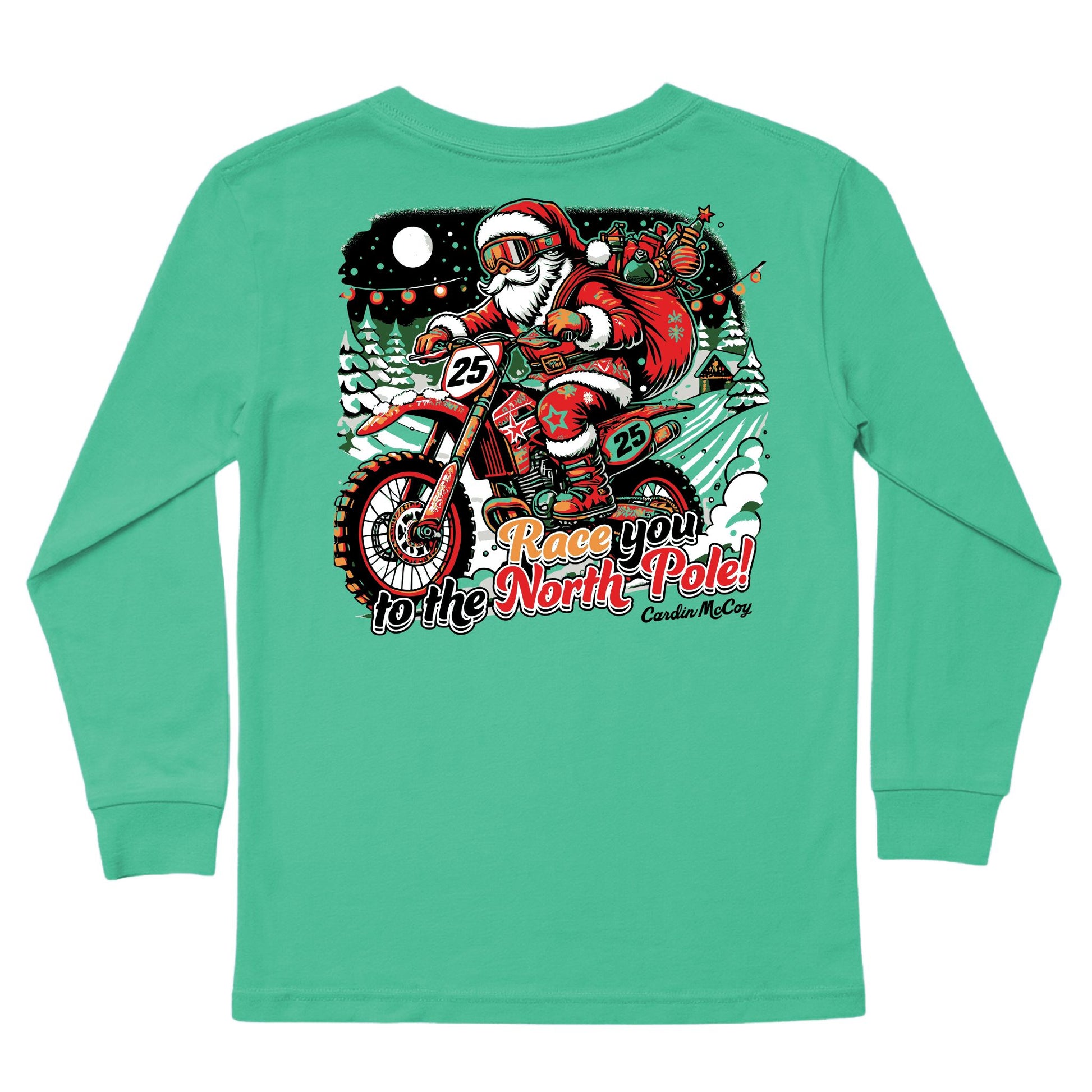 Boys' Race To The North Pole Long-Sleeve Tee Long Sleeve T-Shirt Cardin McCoy Green XXS (2/3) Pocket