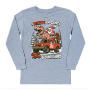 Boys' Santa & Dinosaurs Front Long-Sleeve Tee Long Sleeve T-Shirt Cardin McCoy Heather Gray XXS (2/3) No Pocket