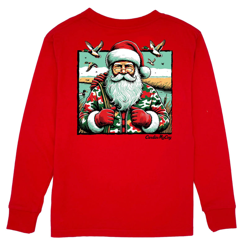 Boys' Santa Duck Hunter Long-Sleeve Tee Long Sleeve T-Shirt Cardin McCoy Red XXS (2/3) Pocket