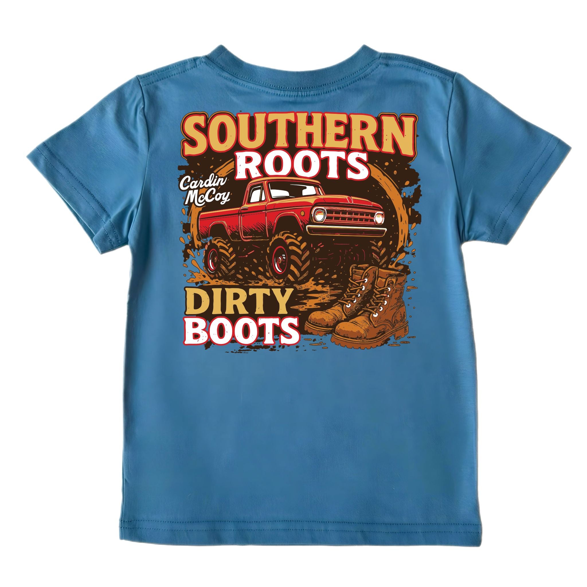 Boys' Southern Roots, Dirty Boots Short-Sleeve Tee Short Sleeve T-Shirt Cardin McCoy Blue XXS (2/3) No Pocket