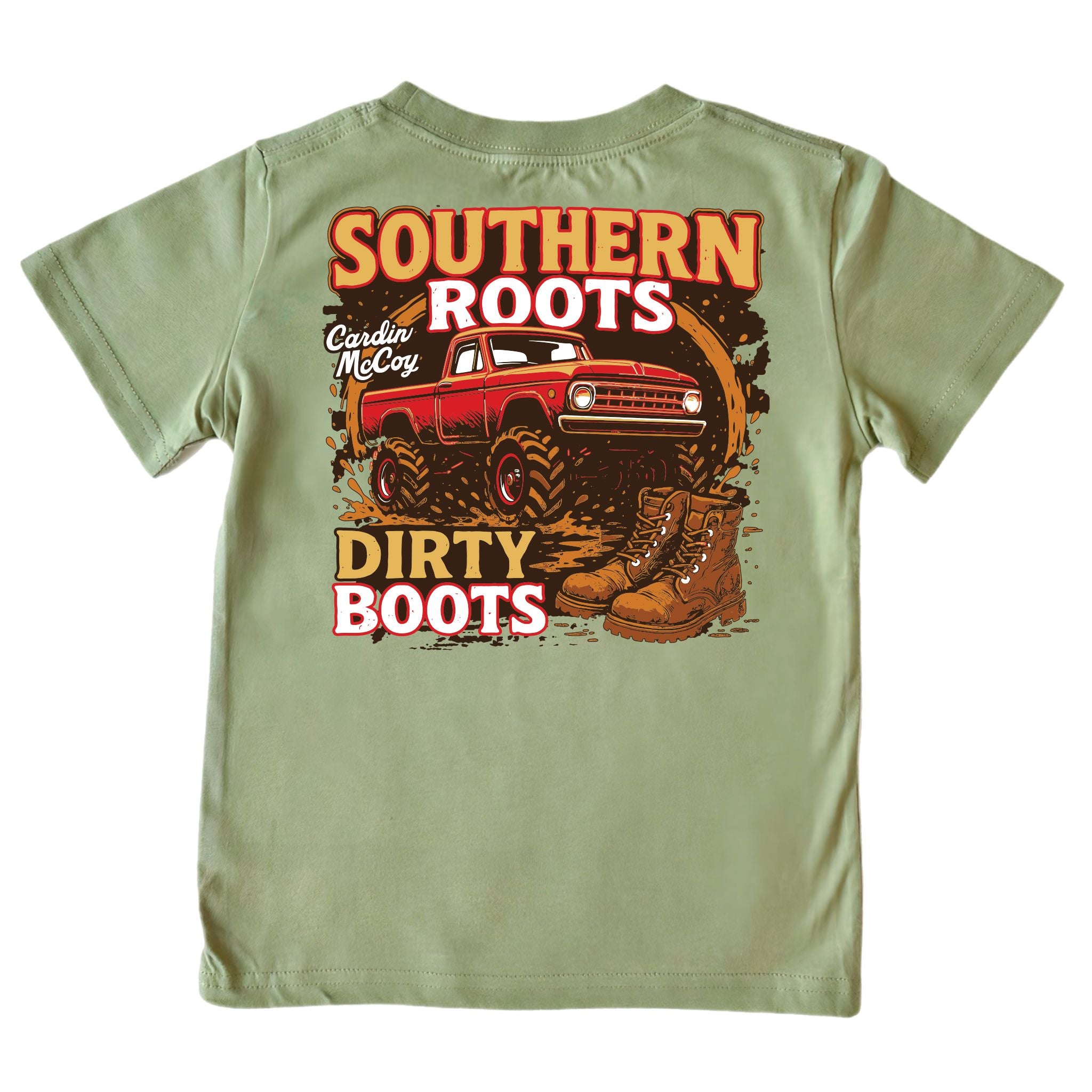 Boys' Southern Roots, Dirty Boots Short-Sleeve Tee Short Sleeve T-Shirt Cardin McCoy Light Olive XXS (2/3) No Pocket