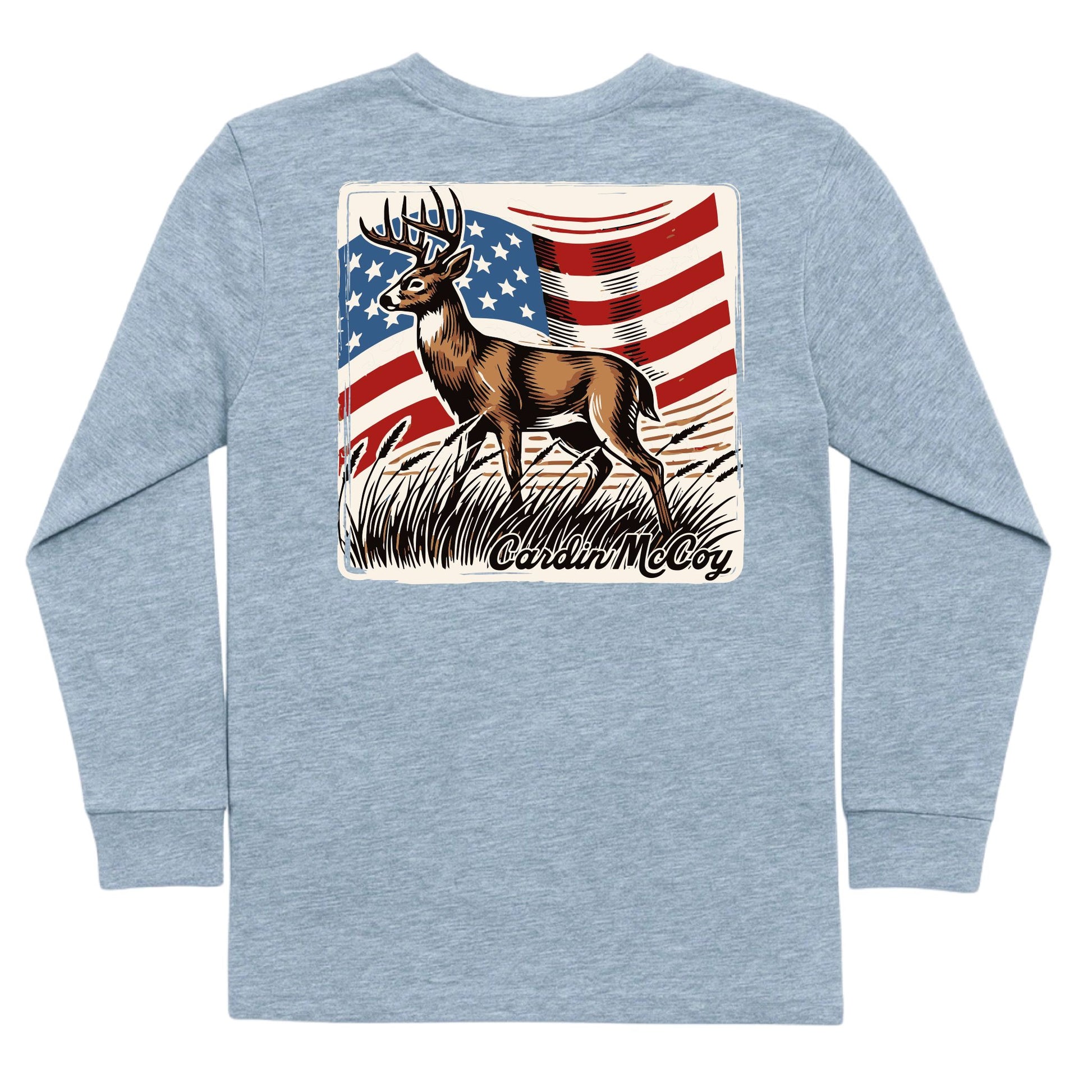 Boys' Vintage Deer Long-Sleeve Tee Long Sleeve T-Shirt Cardin McCoy Heather Gray XXS (2/3) Pocket