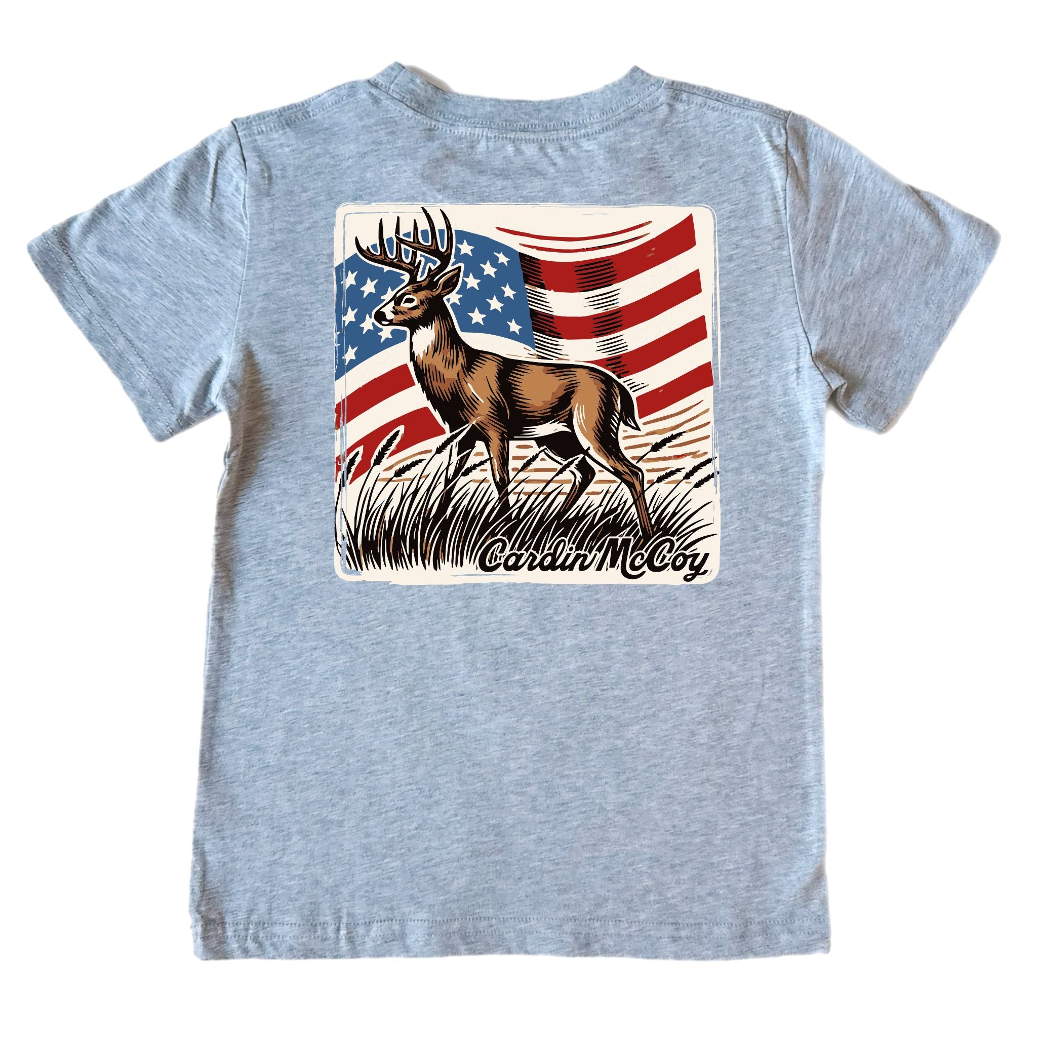 Boys' Vintage Deer Short-Sleeve Tee Short Sleeve T-Shirt Cardin McCoy Heather Gray XXS (2/3) Pocket