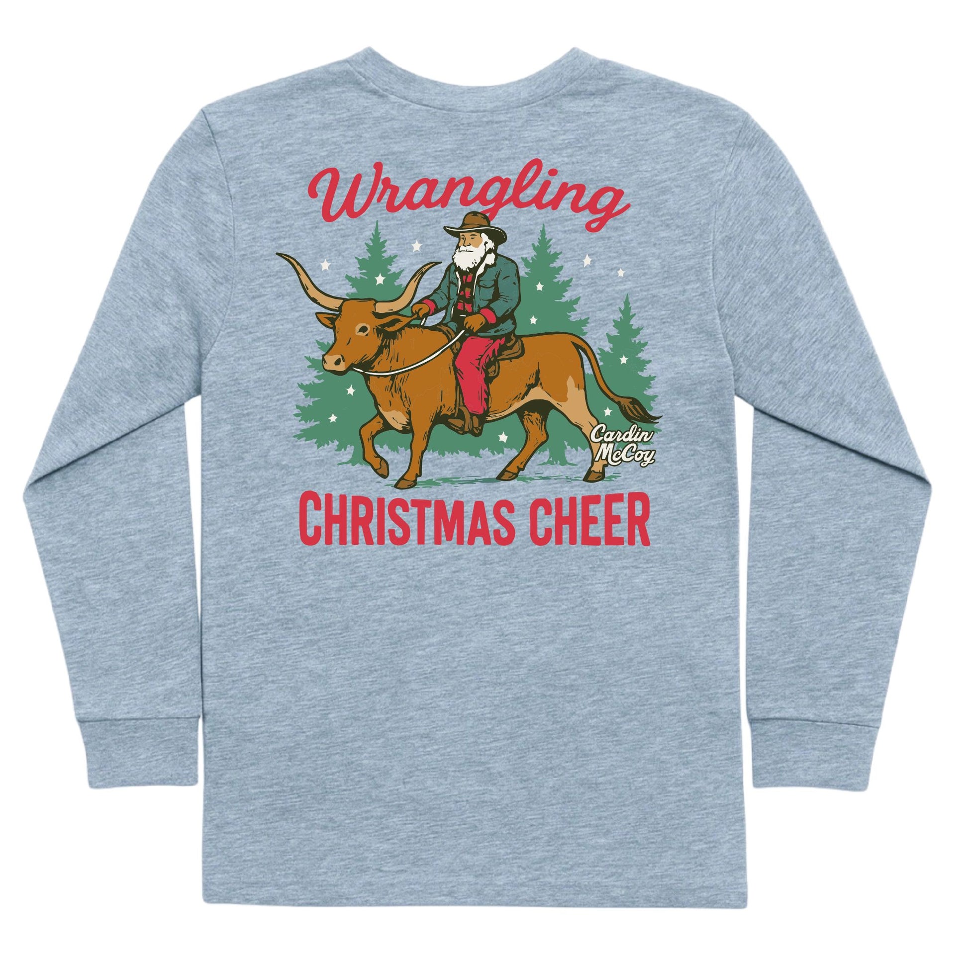 Boys' Wrangling Christmas Cheer Long-Sleeve Tee Long Sleeve T-Shirt Cardin McCoy Heather Gray XXS (2/3) Pocket
