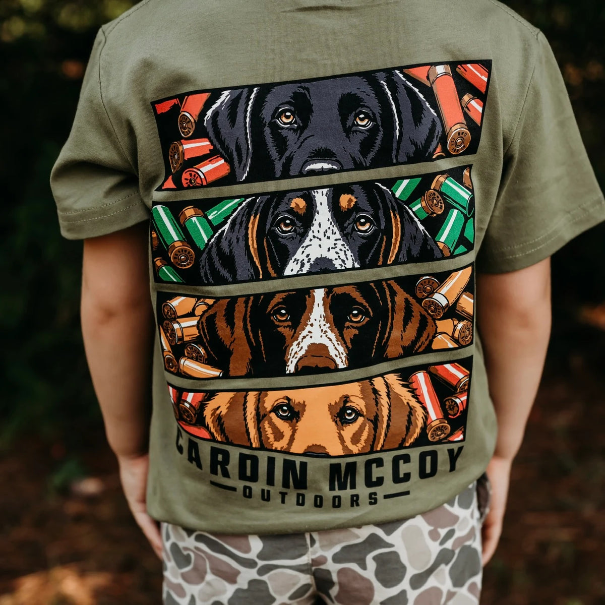 A Cardin McCoy tee featuring illustrated hunting dogs.
