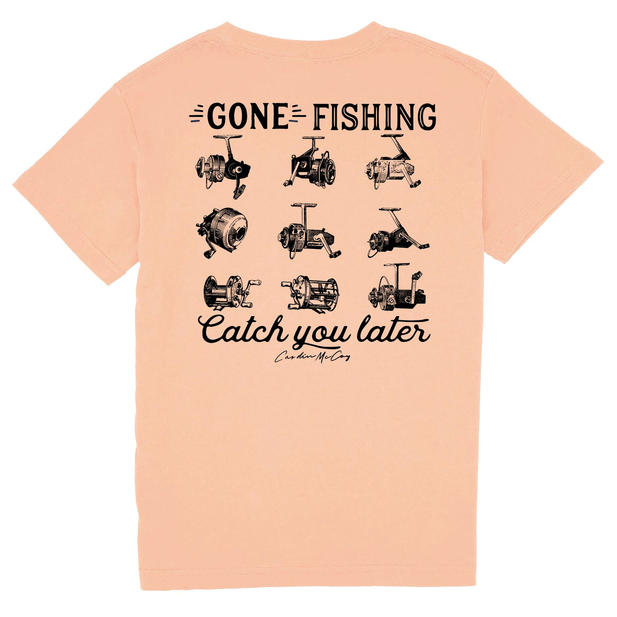 Gone Fishing Reels Short Sleeve Tee Short Sleeve T-Shirt Cardin McCoy Peach XXS (2/3) 