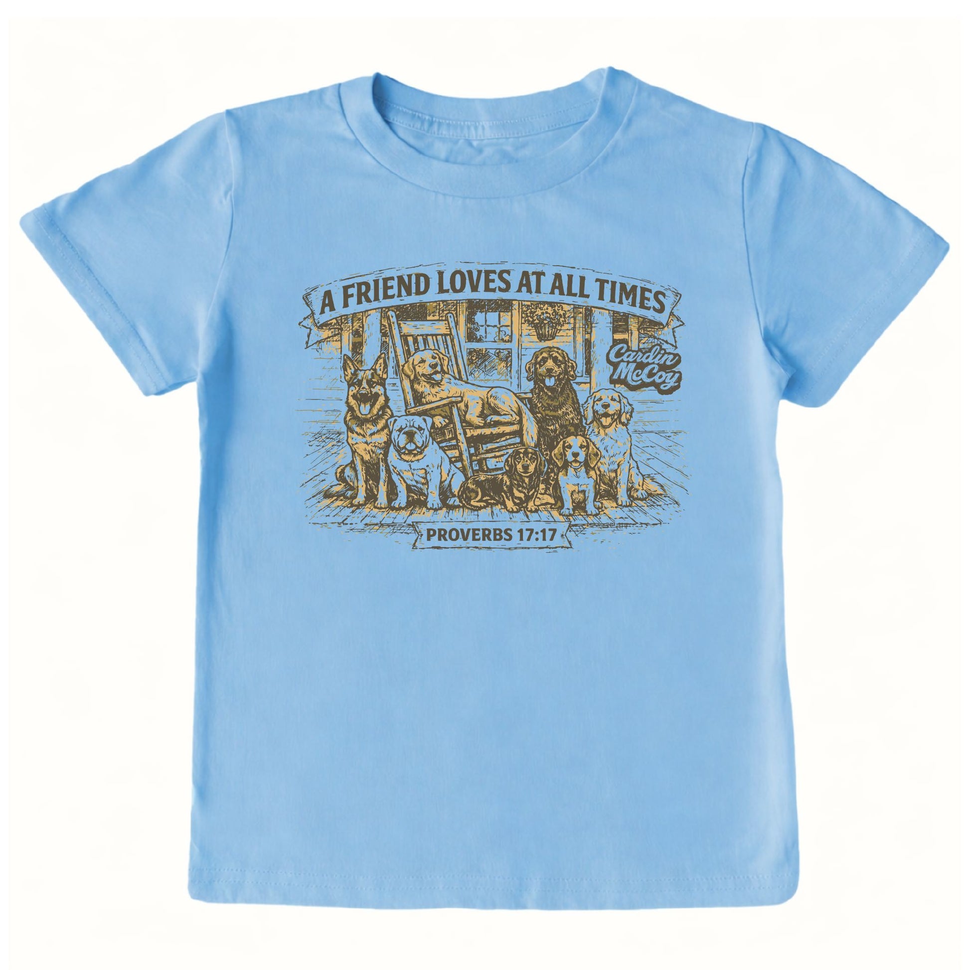 Kids' A Friend Loves Front Design Short-Sleeve Tee Short Sleeve T-Shirt Cardin McCoy Light Blue XXS (2/3) Front