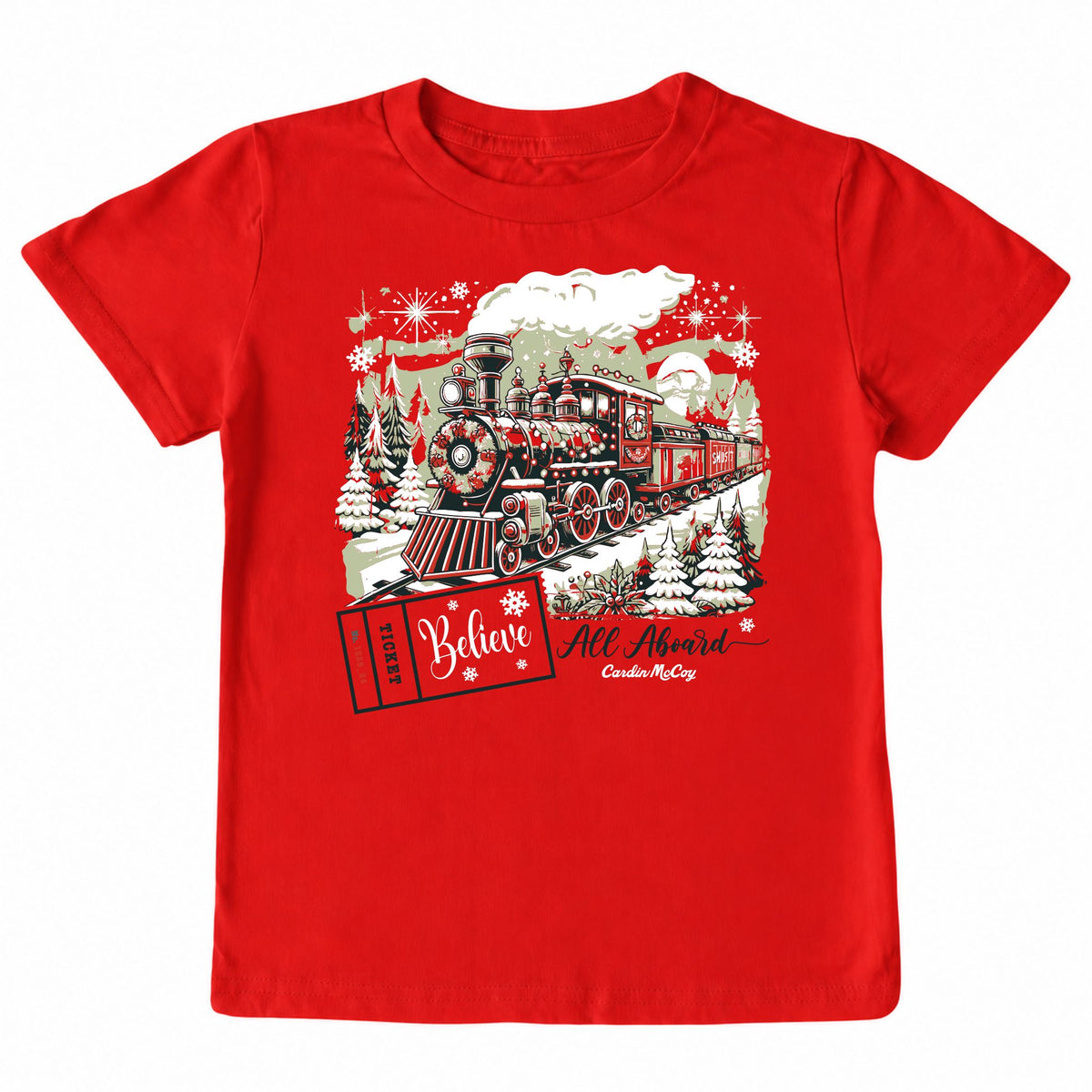 Kids' All Aboard Front Short-Sleeve Tee Short Sleeve T-Shirt Cardin McCoy Red XXS (2/3) Front