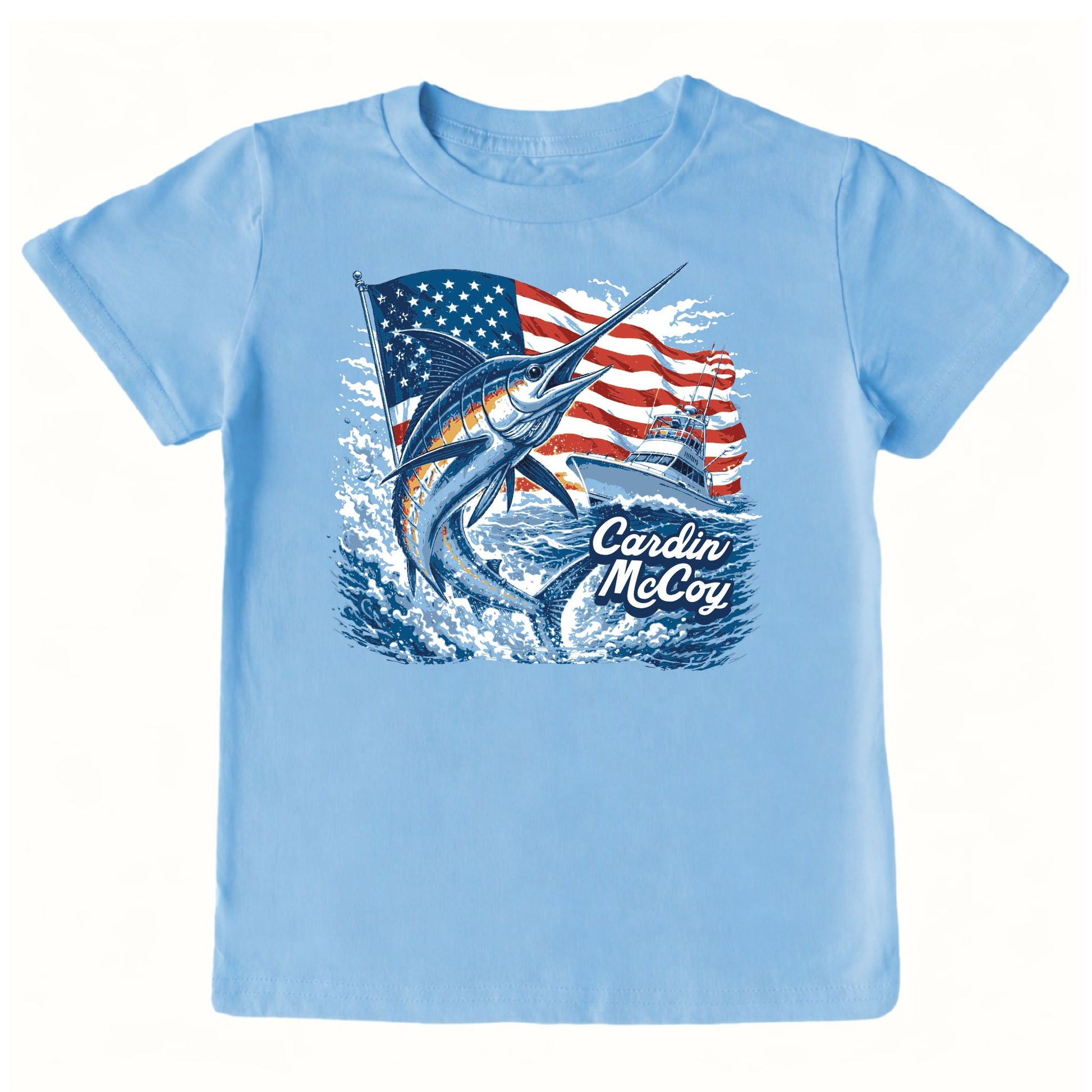 Kids' American Marlin Front Short-Sleeve Tee Short Sleeve T-Shirt Cardin McCoy Light Blue XXS (2/3) Front