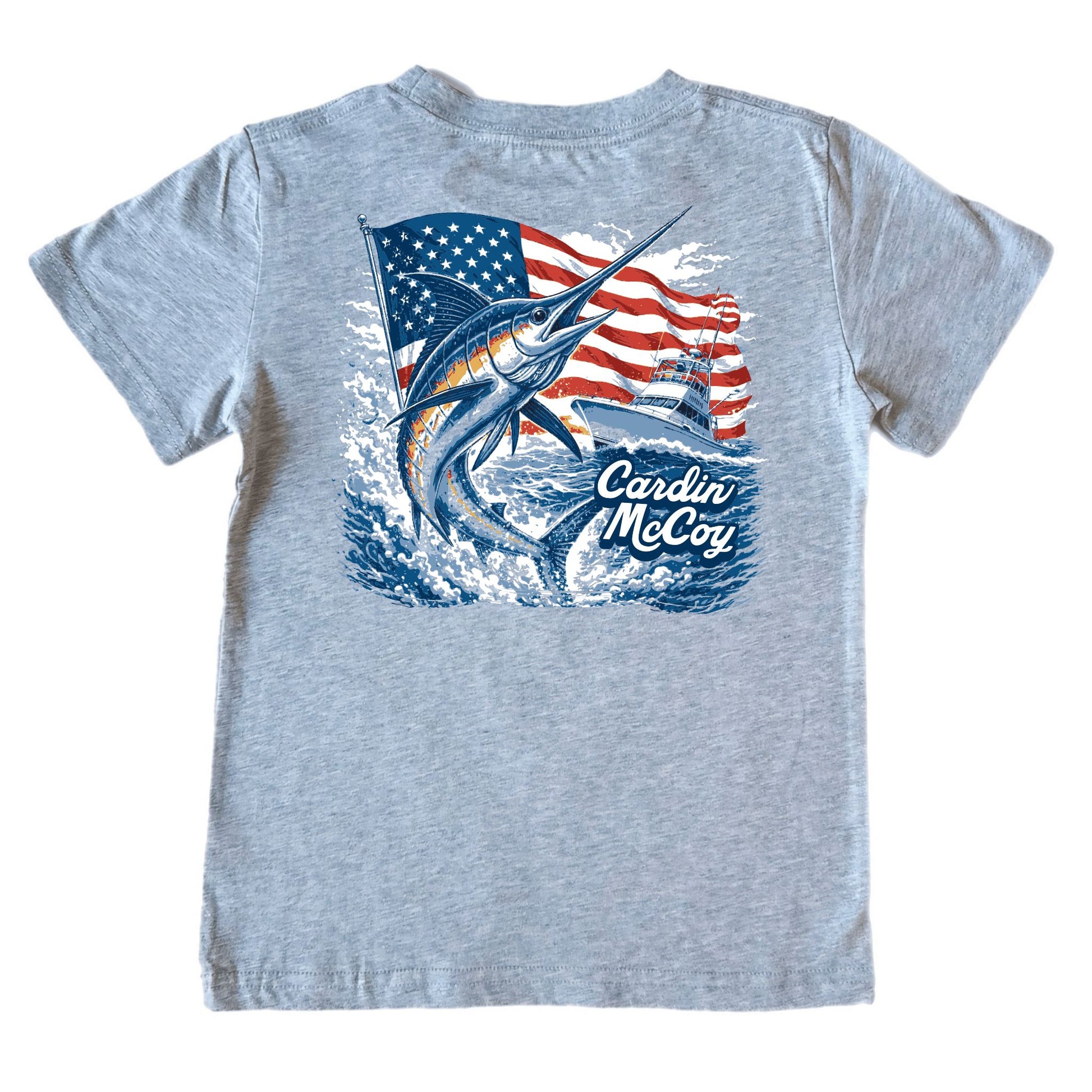 Kids' American Marlin Short-Sleeve Tee Short Sleeve T-Shirt Cardin McCoy Heather Gray XXS (2/3) Pocket