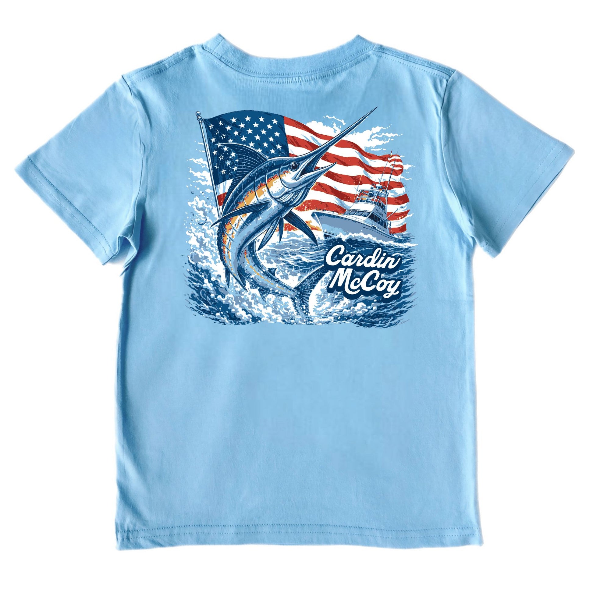 Kids' American Marlin Short-Sleeve Tee Short Sleeve T-Shirt Cardin McCoy Light Blue XXS (2/3) Pocket