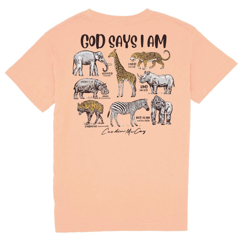 Kids' Animals God Says I Am Short Sleeve Pocket Tee Short Sleeve T-Shirt Cardin McCoy Peach XXS (2/3) 
