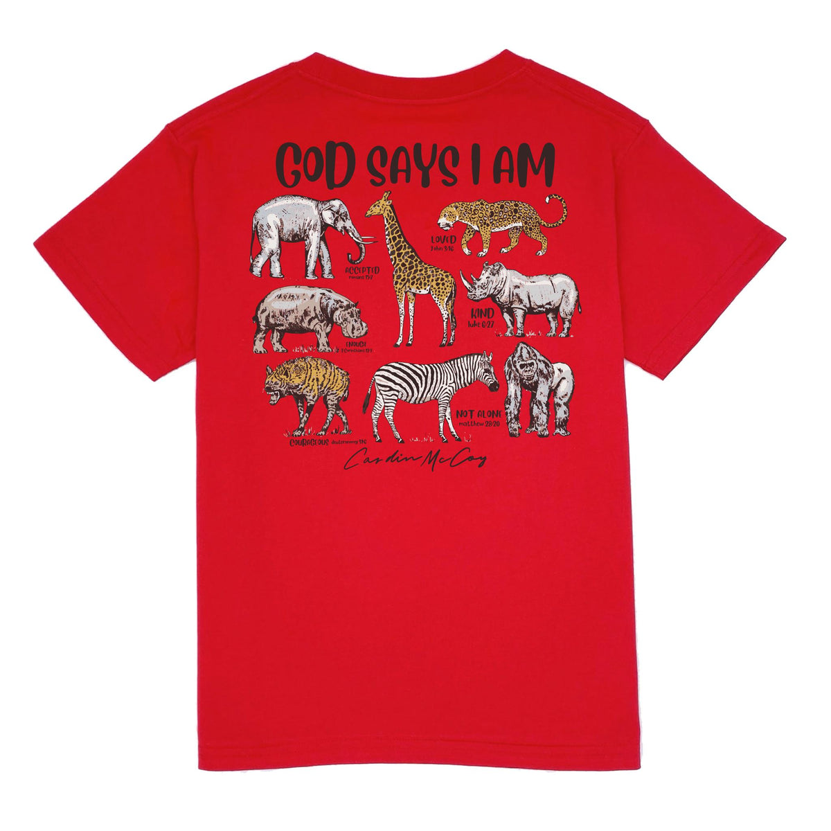 Kids' Animals God Says I Am Short Sleeve Pocket Tee Short Sleeve T-Shirt Cardin McCoy Red M (8) 