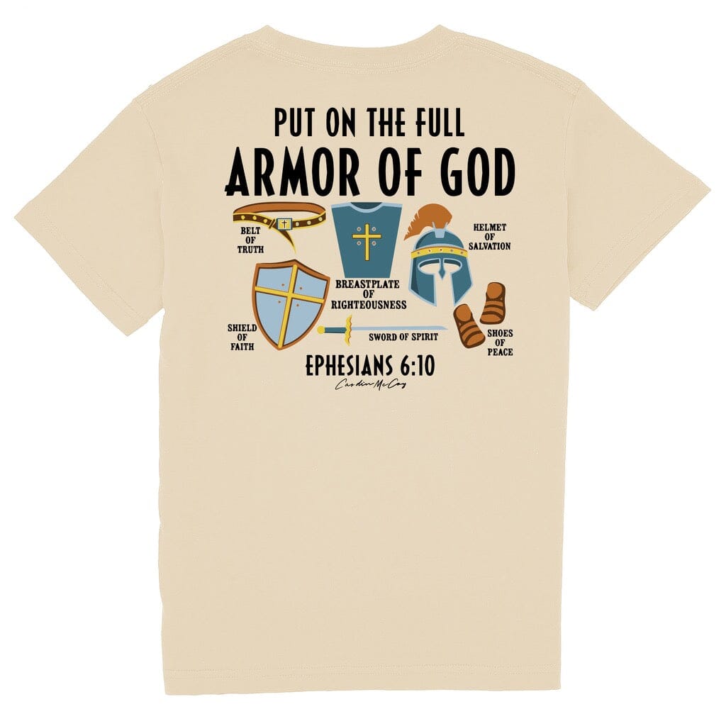 Kids' Armor of God Short Sleeve Pocket Tee Short Sleeve T-Shirt Cardin McCoy Sand XXS (2/3) 