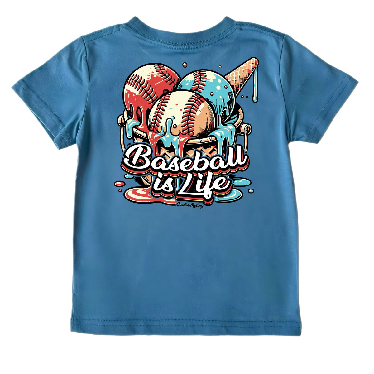 Kids' Baseball Drip Red Short-Sleeve Tee Short Sleeve T-Shirt Cardin McCoy Blue XXS (2/3) Pocket