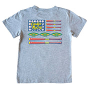 Kids' Baseball Flag Short-Sleeve Tee Short Sleeve T-Shirt Cardin McCoy Heather Gray XXS (2/3) Pocket