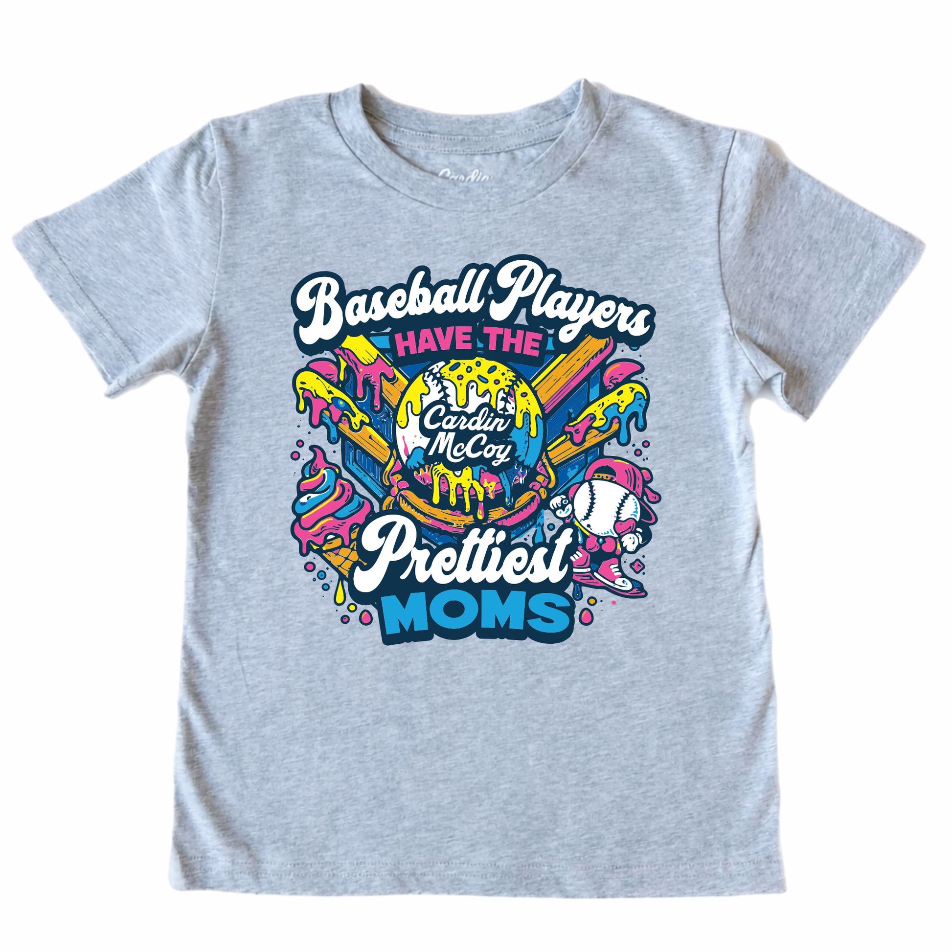 Kids' Baseball Moms Front Short-Sleeve Tee Short Sleeve T-Shirt Cardin McCoy Heather Gray XXS (2/3) Front