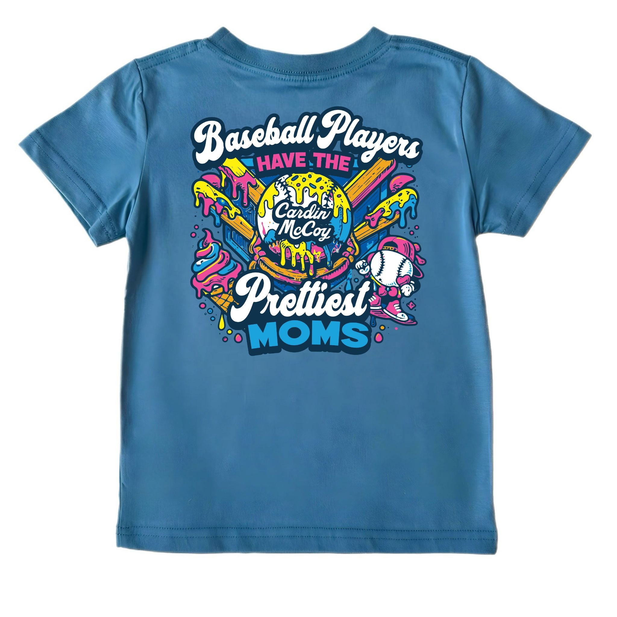 Kids' Baseball Moms Short-Sleeve Tee Short Sleeve T-Shirt Cardin McCoy Blue XXS (2/3) Pocket