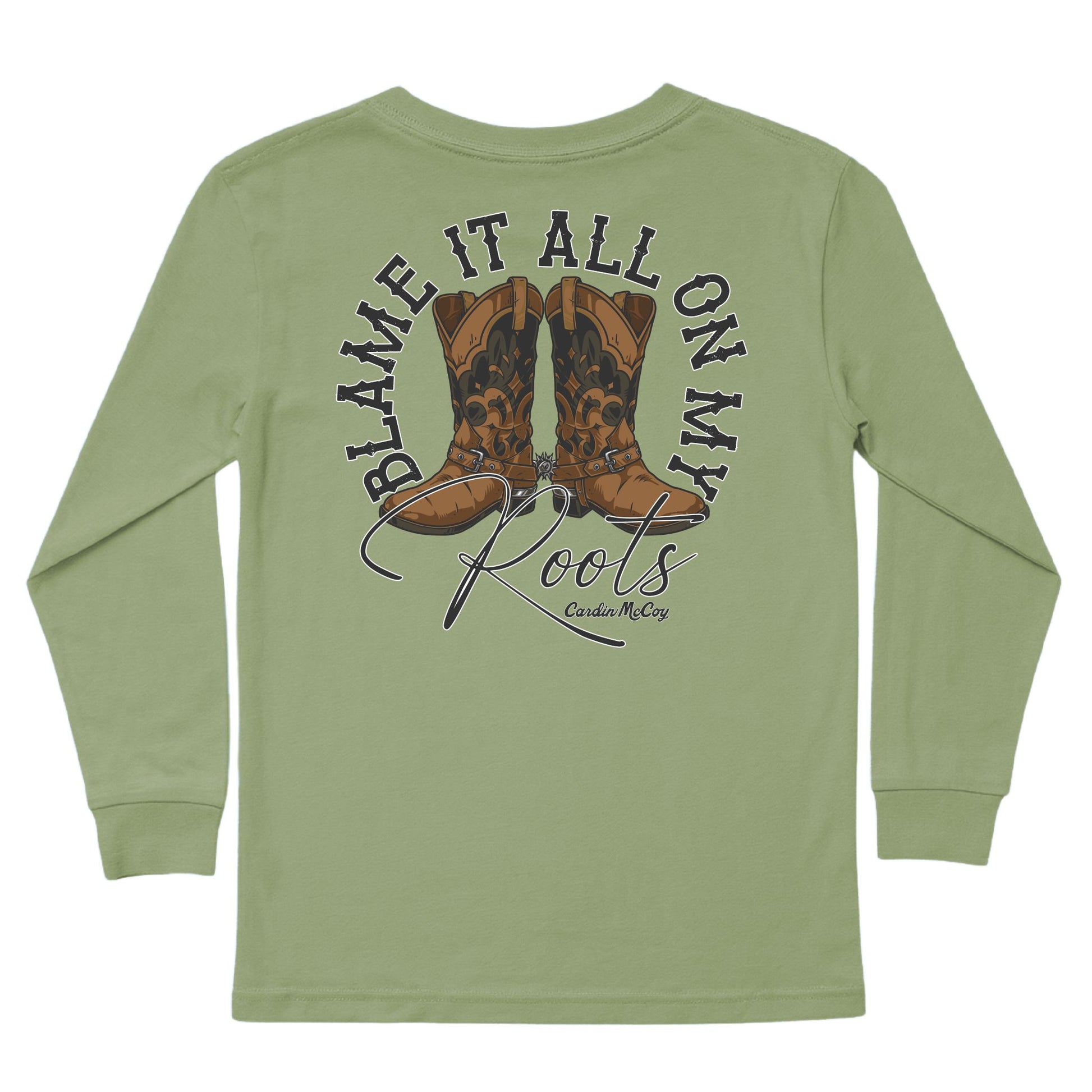 Kids' Blame It On My Roots Long-Sleeve Tee Long Sleeve T-Shirt Cardin McCoy Light Olive XXS (2/3) Pocket