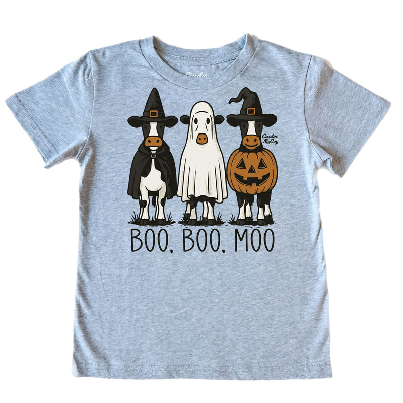 Kids' Boo, Boo, Moo Front Short-Sleeve Tee Short Sleeve T-Shirt Cardin McCoy Heather Gray XXS (2/3) No Pocket