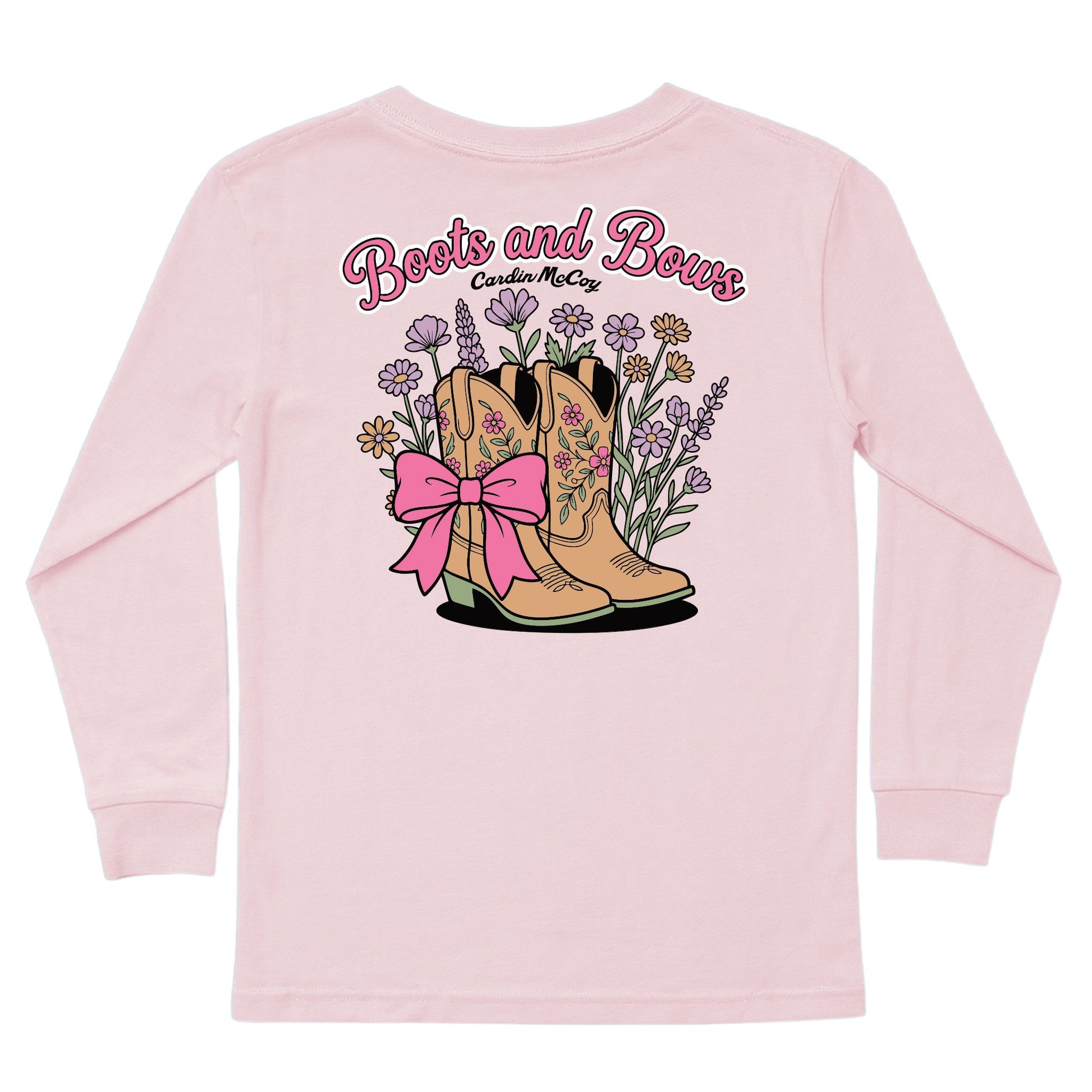Kids' Boots & Bows Long-Sleeve Tee Long Sleeve T-Shirt Cardin McCoy Light Pink XXS (2/3) Pocket