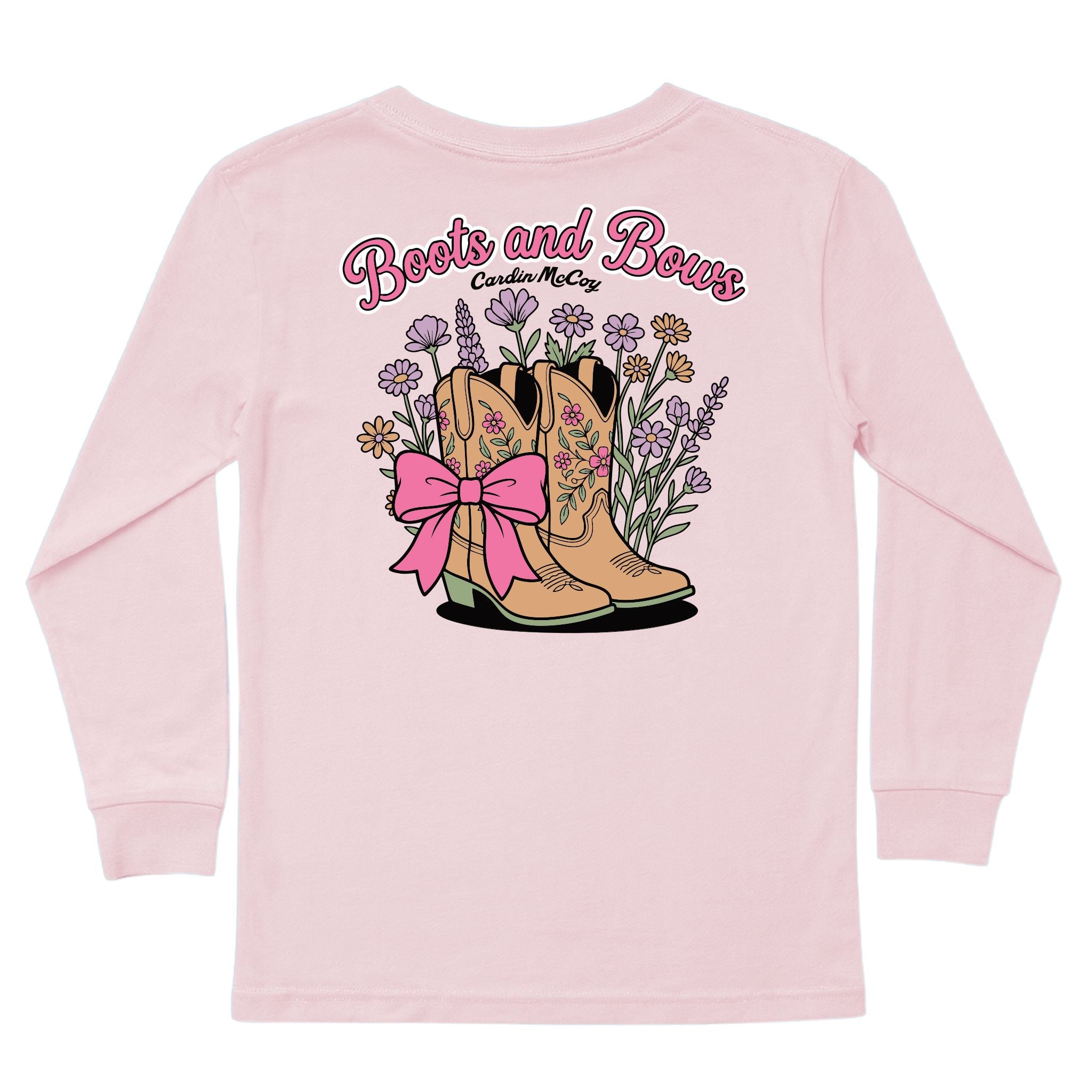 Kids' Boots & Bows Long-Sleeve Tee Long Sleeve T-Shirt Cardin McCoy Light Pink XXS (2/3) Pocket