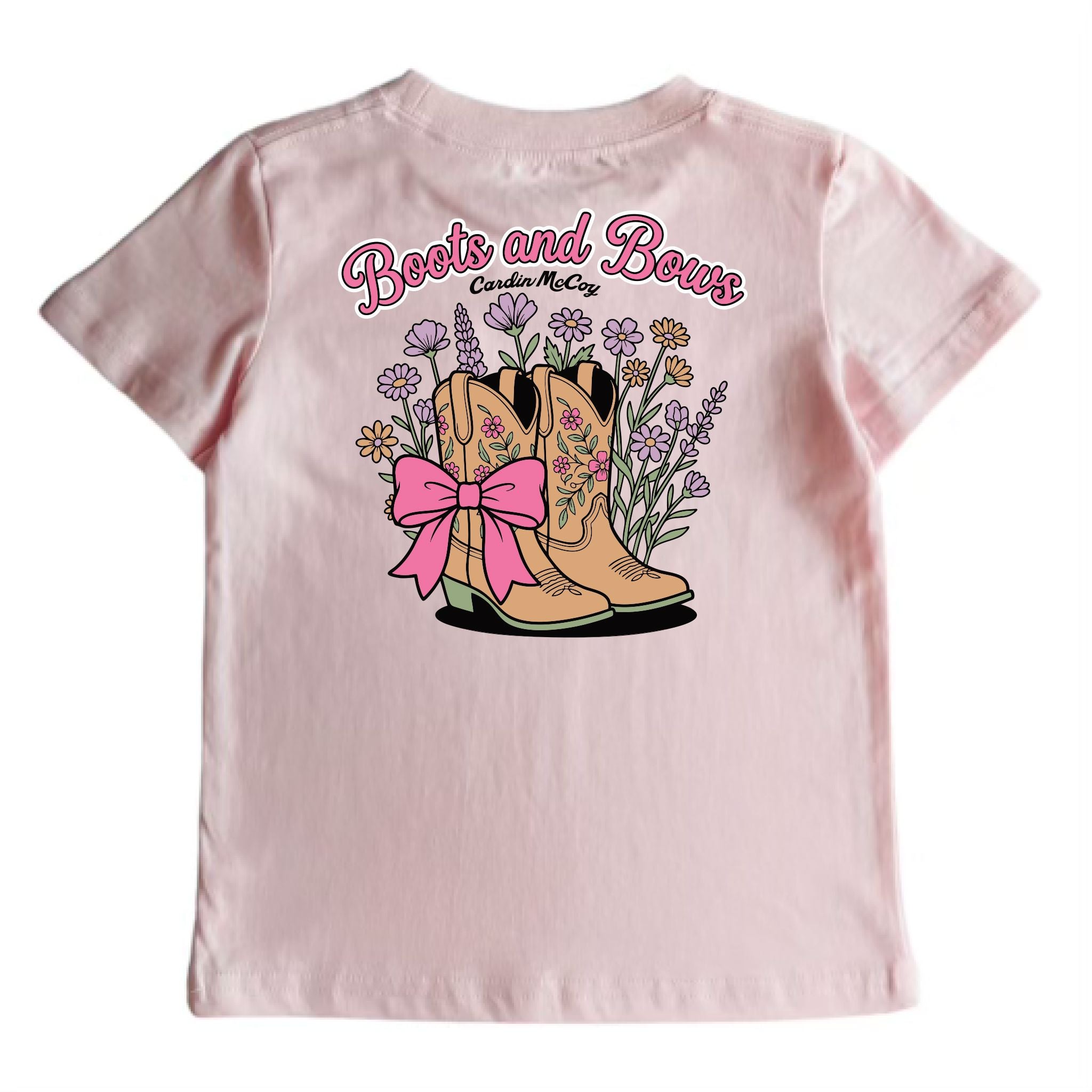 Kids' Boots & Bows Short-Sleeve Tee Short Sleeve T-Shirt Cardin McCoy Light Pink XXS (2/3) Pocket