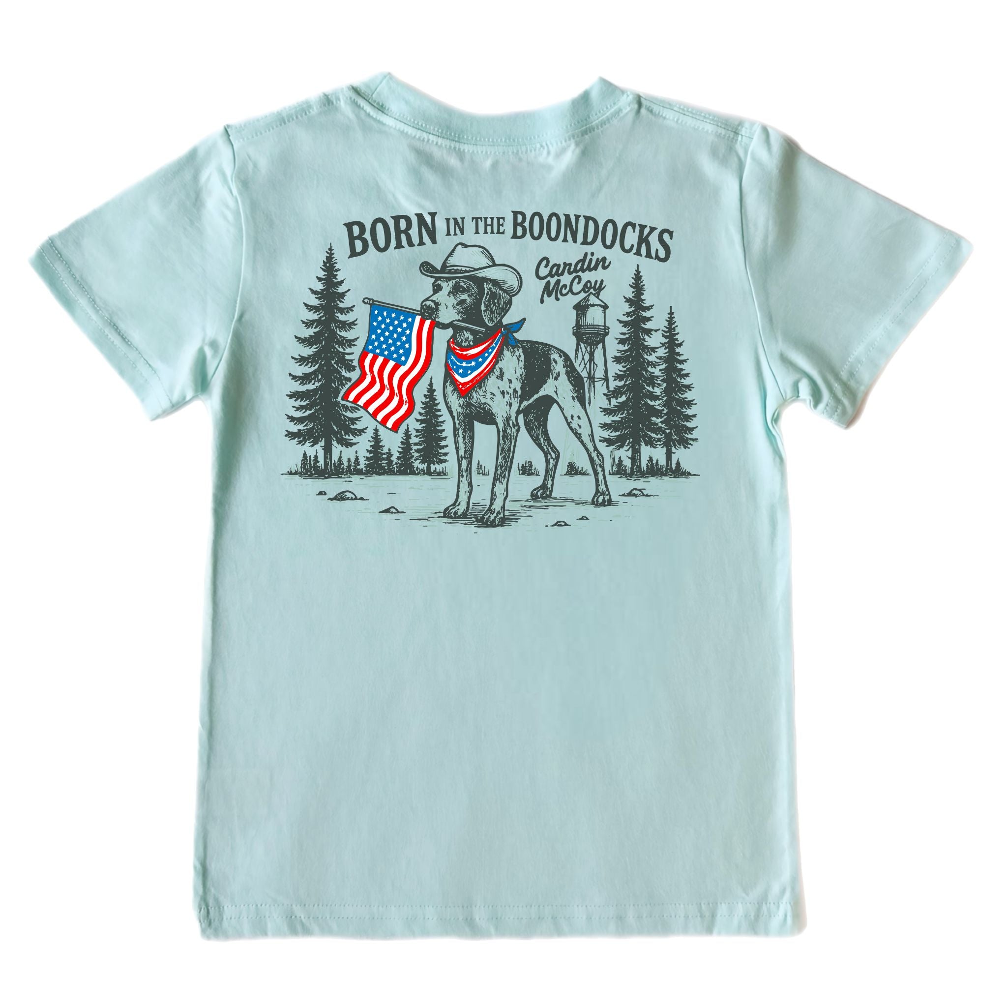 Kids' Born in the Boondocks Short-Sleeve Tee Short Sleeve T-Shirt Cardin McCoy Blue Mint XXS (2/3) Pocket
