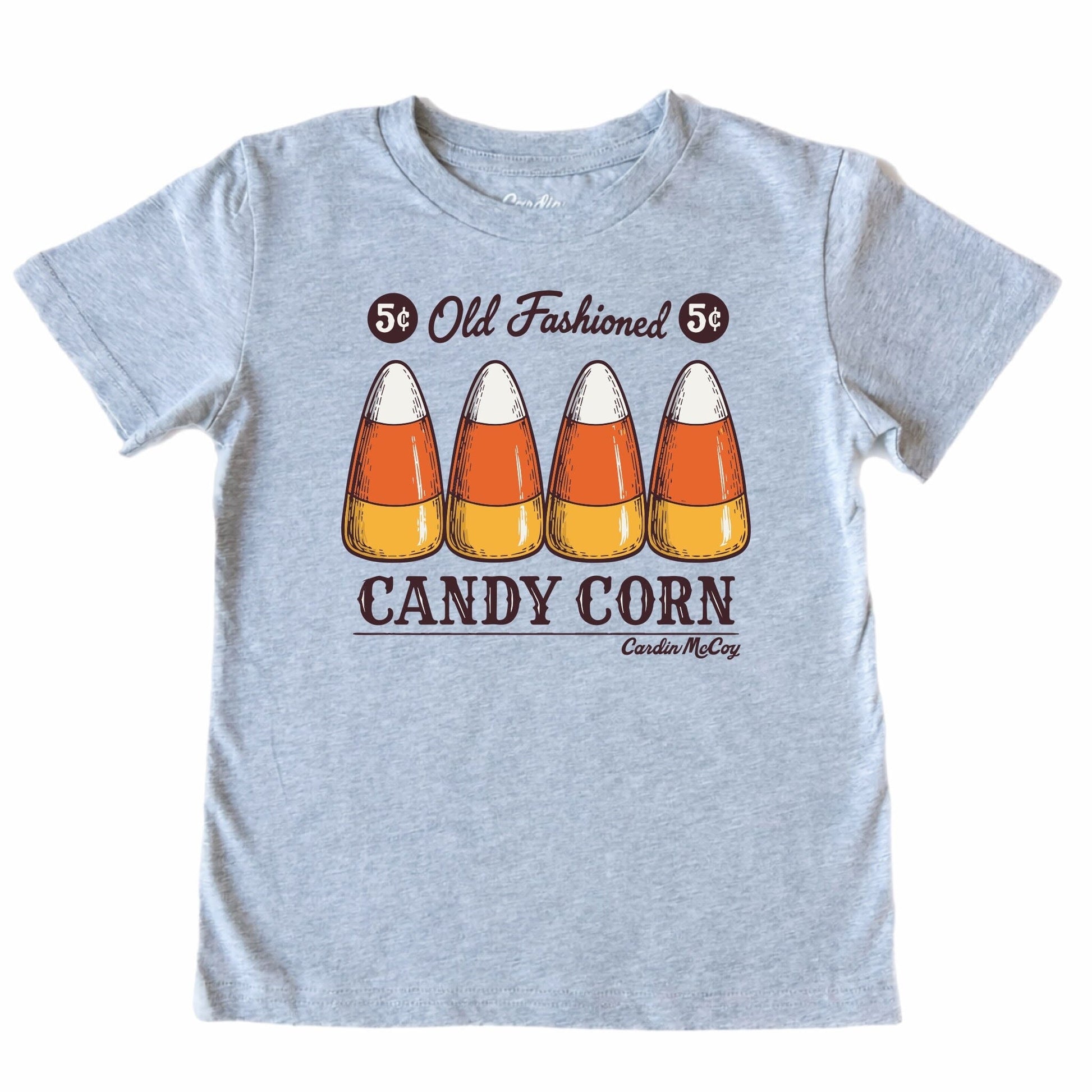 Kids' Candy Corn Front Short-Sleeve Tee Short Sleeve T-Shirt Cardin McCoy Heather Gray XXS (2/3) Front