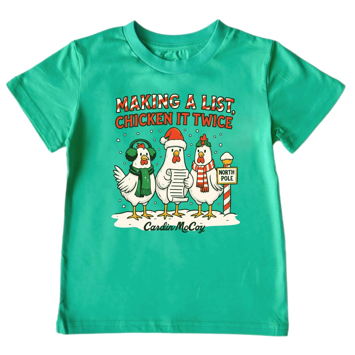 Kids' Chicken It Twice Front Design Short-Sleeve Tee Short Sleeve T-Shirt Cardin McCoy Green XXS (2/3) Pocket