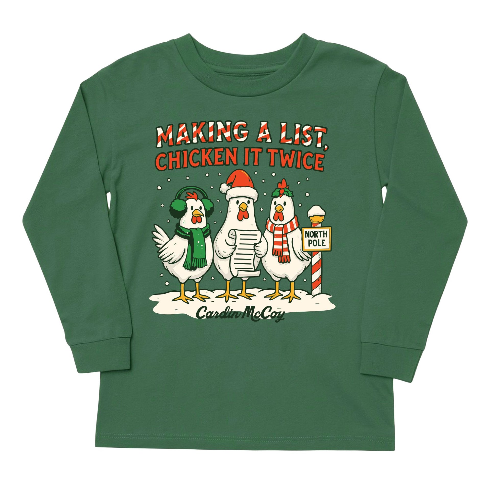 Kids' Chicken It Twice Front Long-Sleeve Tee Long Sleeve T-Shirt Cardin McCoy Dark Olive XXS (2/3) No Pocket