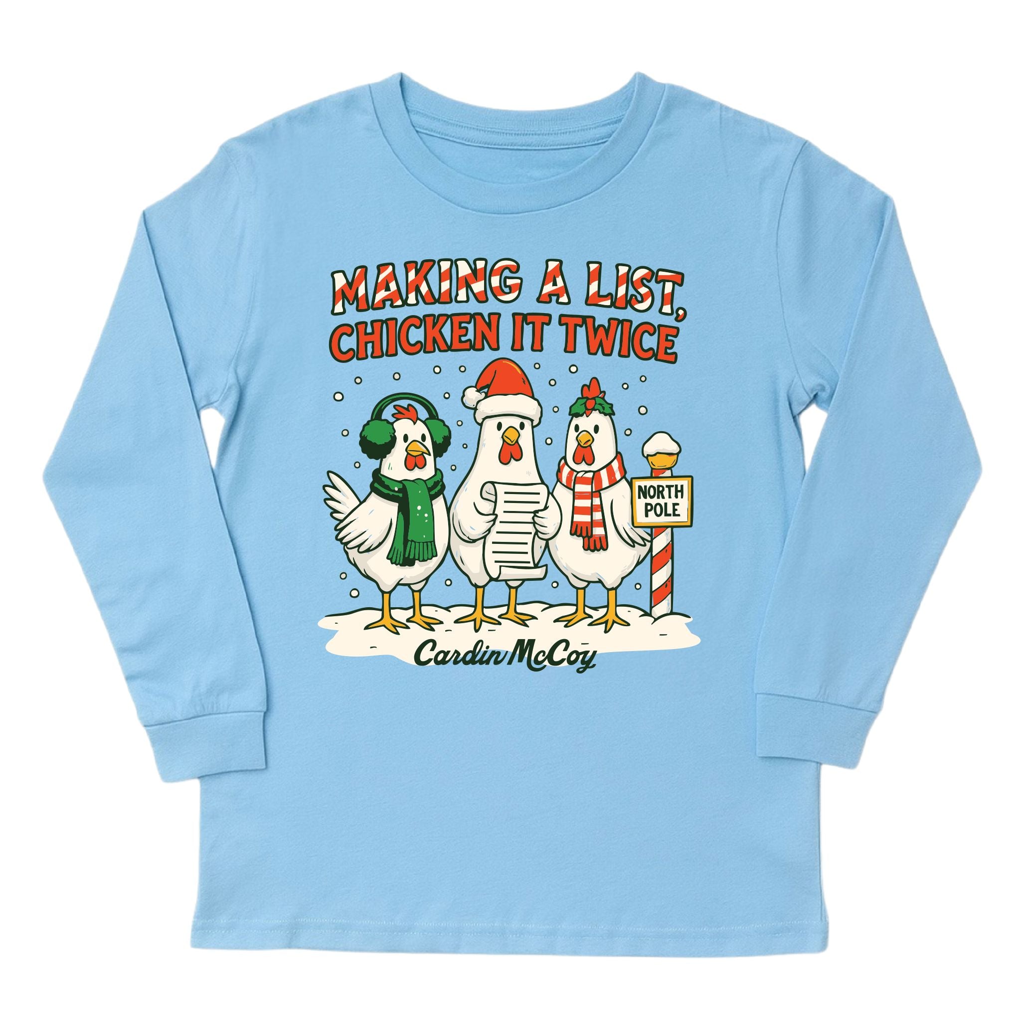 Kids' Chicken It Twice Front Long-Sleeve Tee Long Sleeve T-Shirt Cardin McCoy Light Blue XXS (2/3) No Pocket