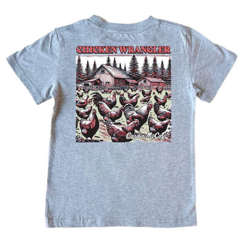 Kids' Chicken Wrangler Short-Sleeve Tee Short Sleeve T-Shirt Cardin McCoy Heather Gray XXS (2/3) No Pocket