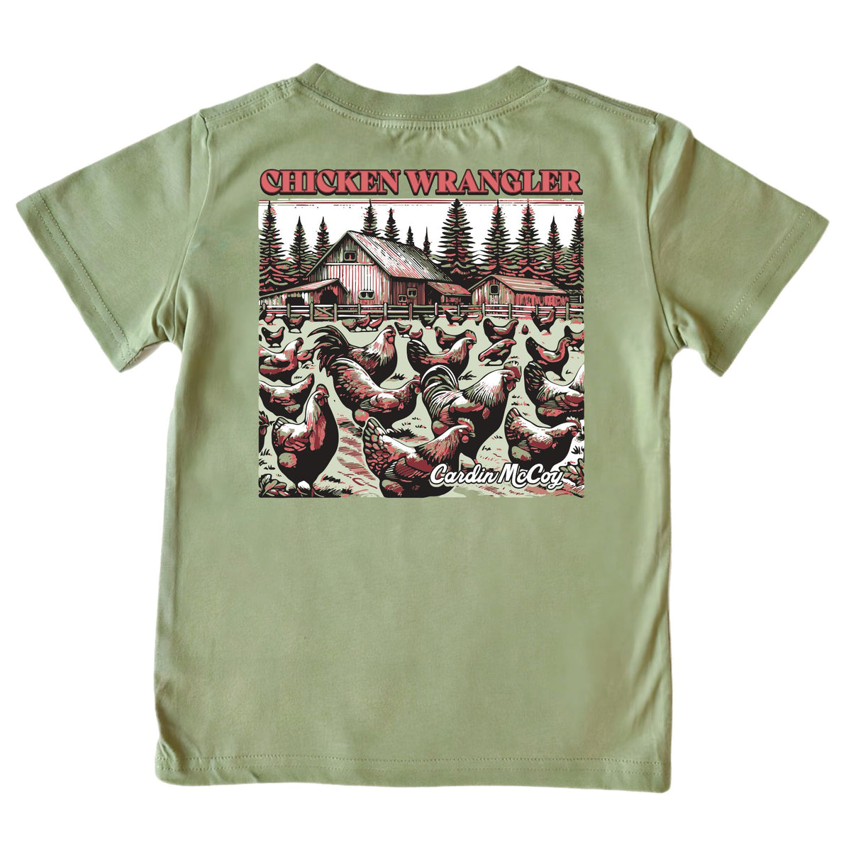 Kids' Chicken Wrangler Short-Sleeve Tee Short Sleeve T-Shirt Cardin McCoy Light Olive XXS (2/3) No Pocket