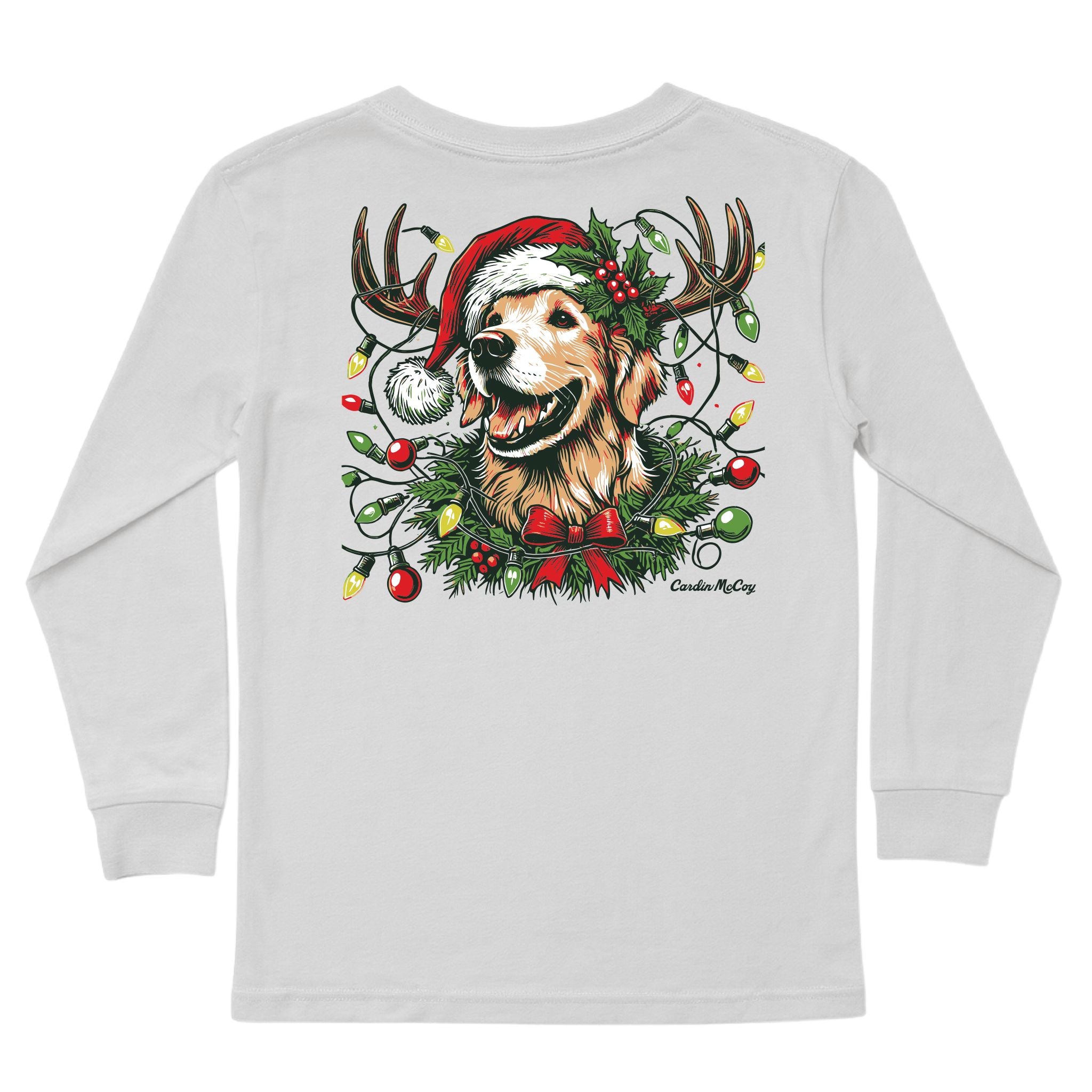 Kids' Christmas Dog Long-Sleeve Tee Long Sleeve T-Shirt Cardin McCoy Ice Gray XXS (2/3) Pocket