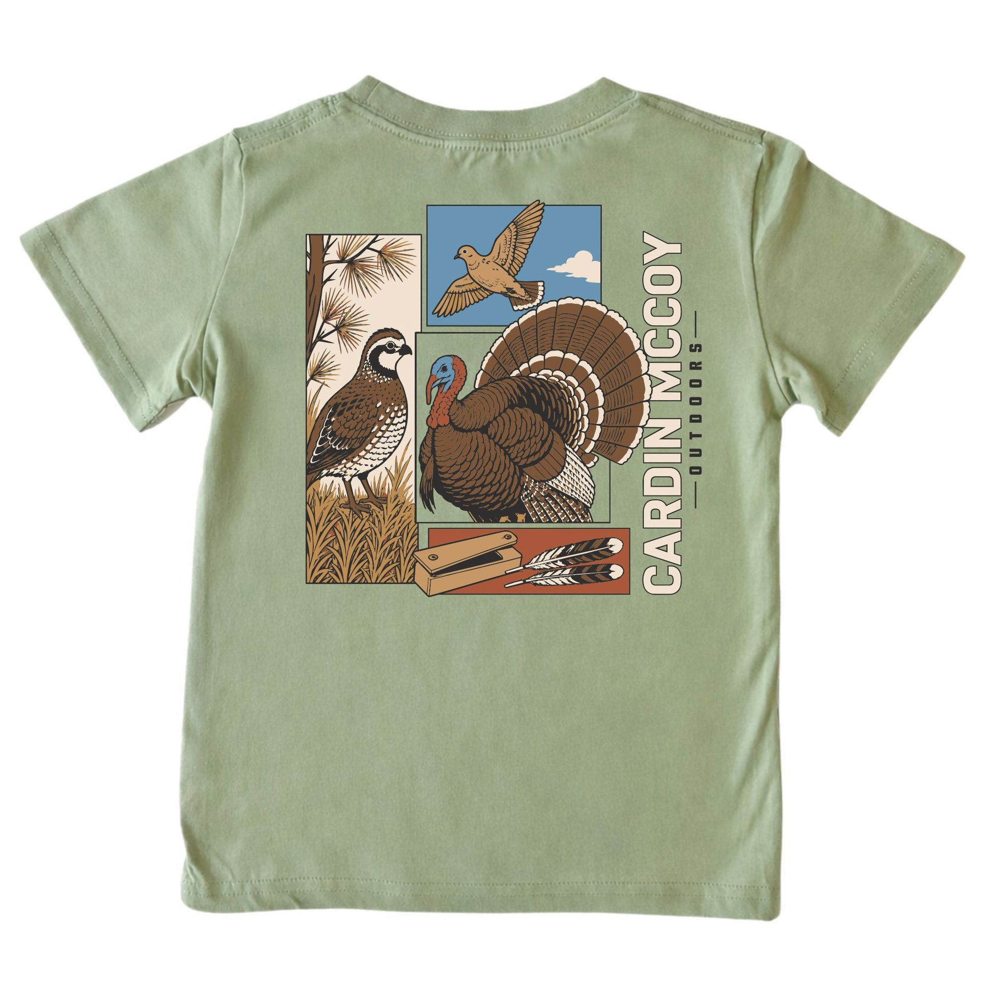 Kids' CM Outdoors Birds Short-Sleeve Tee Short Sleeve T-Shirt Cardin McCoy Light Olive XXS (2/3) Pocket
