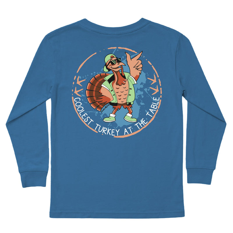 Kids' Coolest Turkey Long-Sleeve Tee Long Sleeve T-Shirt Cardin McCoy Blue XXS (2/3) Pocket