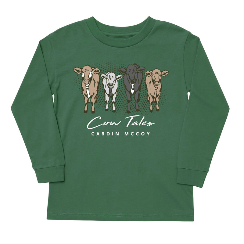 Kids' Cow Tales Front Long-Sleeve Tee Long Sleeve T-Shirt Cardin McCoy Dark Olive XXS (2/3) No Pocket