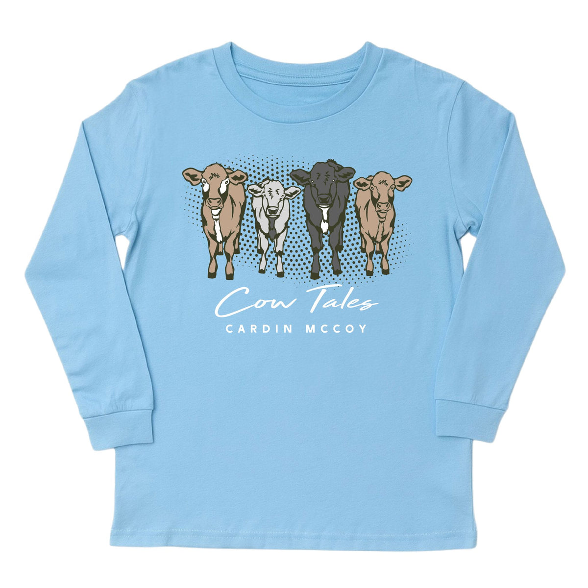 Kids' Cow Tales Front Long-Sleeve Tee Long Sleeve T-Shirt Cardin McCoy Light Blue XXS (2/3) No Pocket