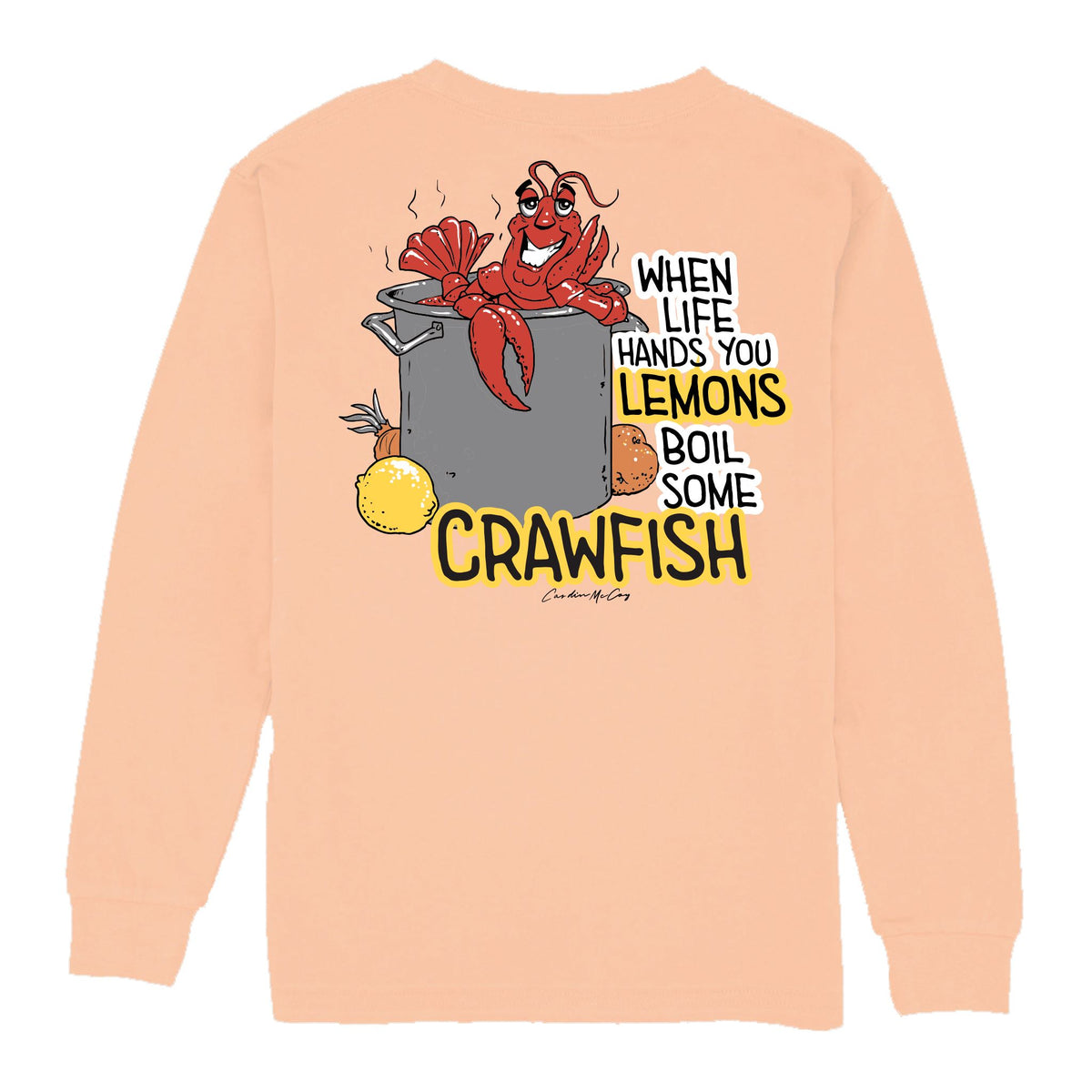 Kids' Crawfish Long Sleeve Pocket Tee Long Sleeve T-Shirt Cardin McCoy Peach XXS (2/3) 
