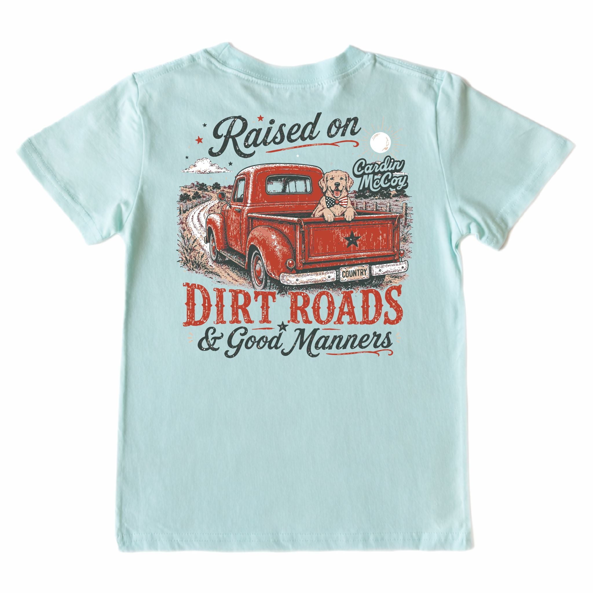 Kids' Dirt Roads and Good Manners Short-Sleeve Tee Short Sleeve T-Shirt Cardin McCoy Blue Mint XXS (2/3) Pocket