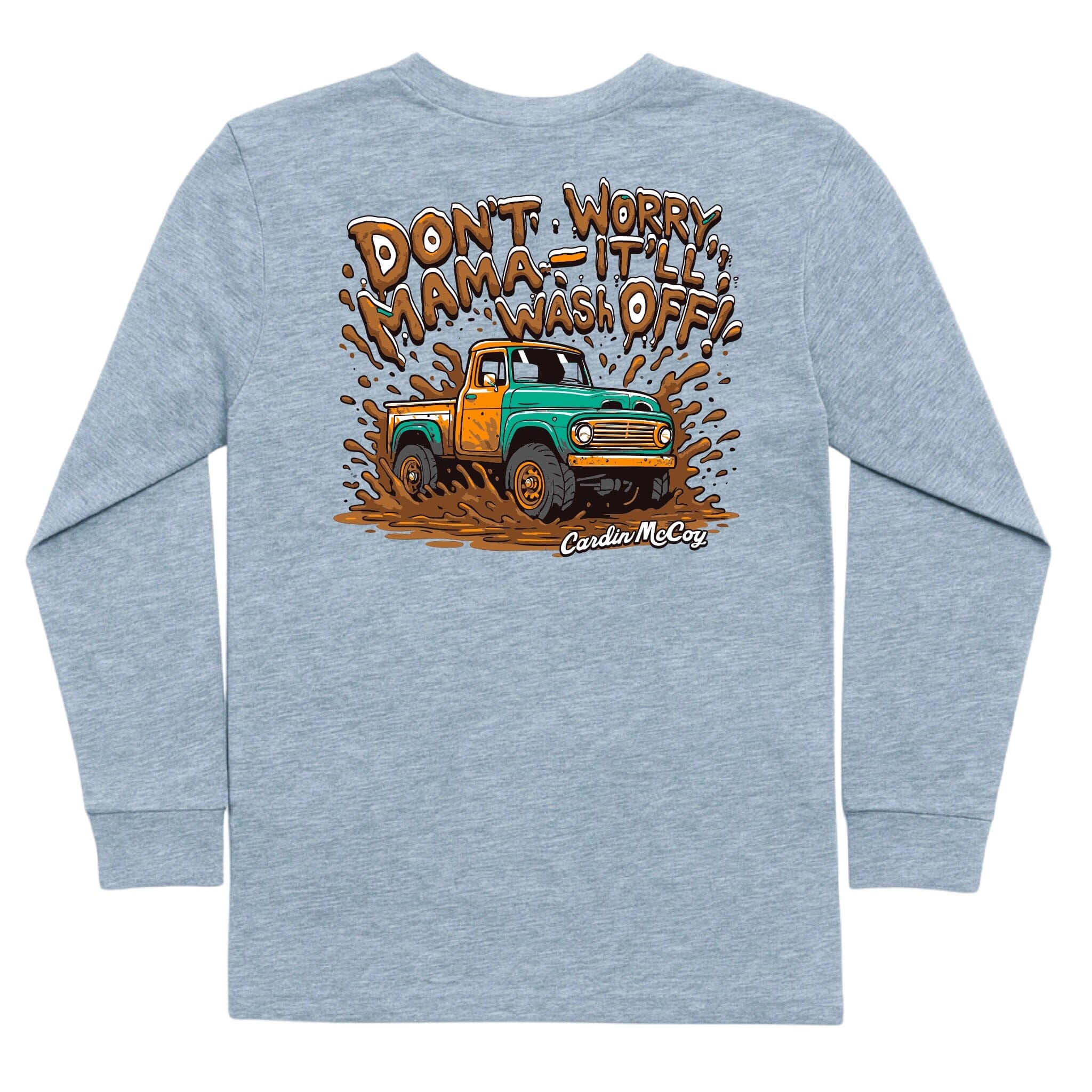 Kids' Don't Worry Mama Long-Sleeve Tee Long Sleeve T-Shirt Cardin McCoy Heather Gray XXS (2/3) Pocket