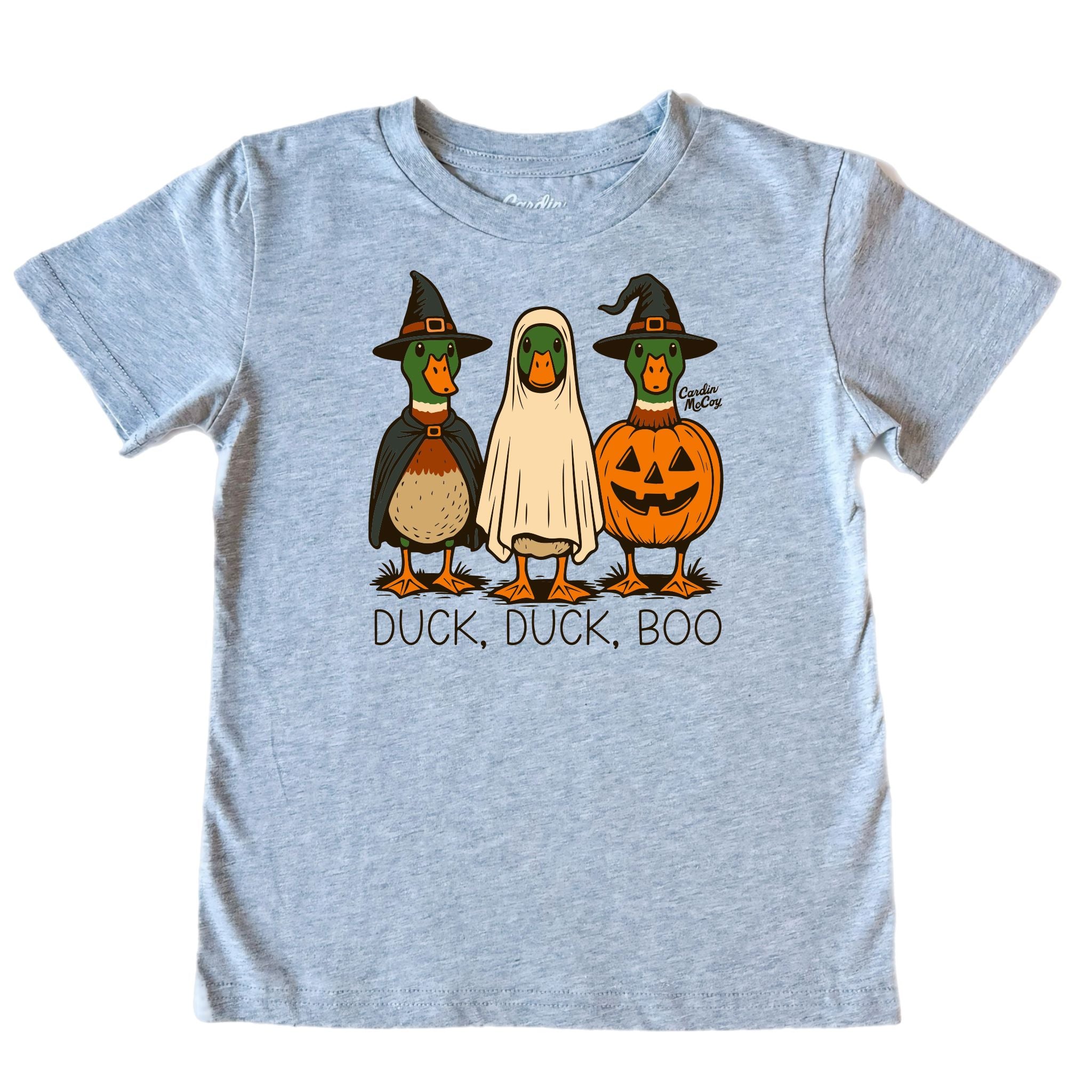 Kids' Duck, Duck, Boo Front Short-Sleeve Tee Short Sleeve T-Shirt Cardin McCoy Heather Gray XXS (2/3) Pocket
