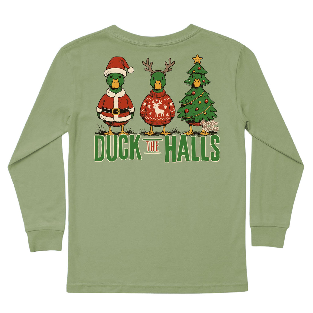 Kids' Duck The Halls Long-Sleeve Tee Long Sleeve T-Shirt Cardin McCoy Light Olive XXS (2/3) Pocket